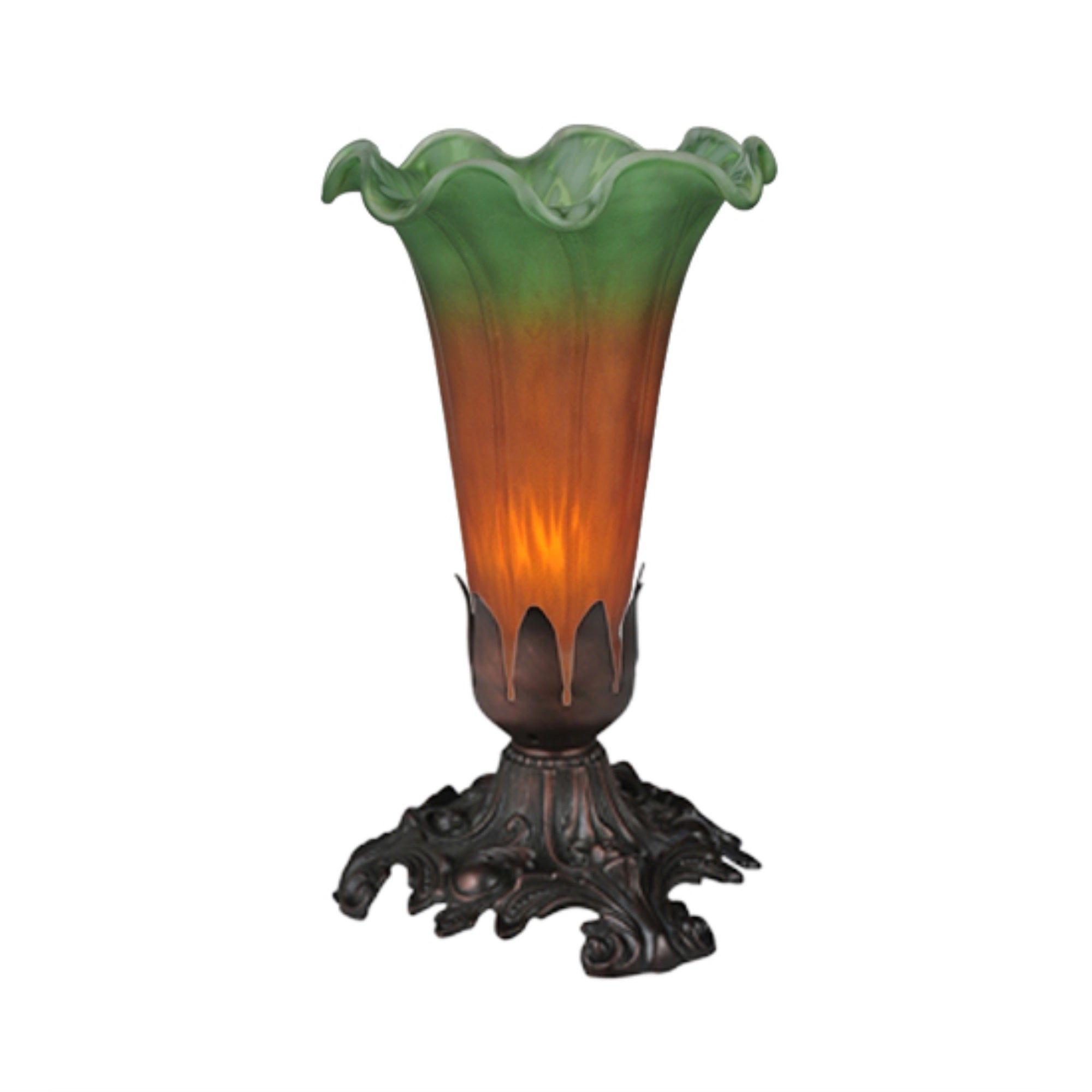 7 inch High Amber/Green Pond Lily Accent Lamp