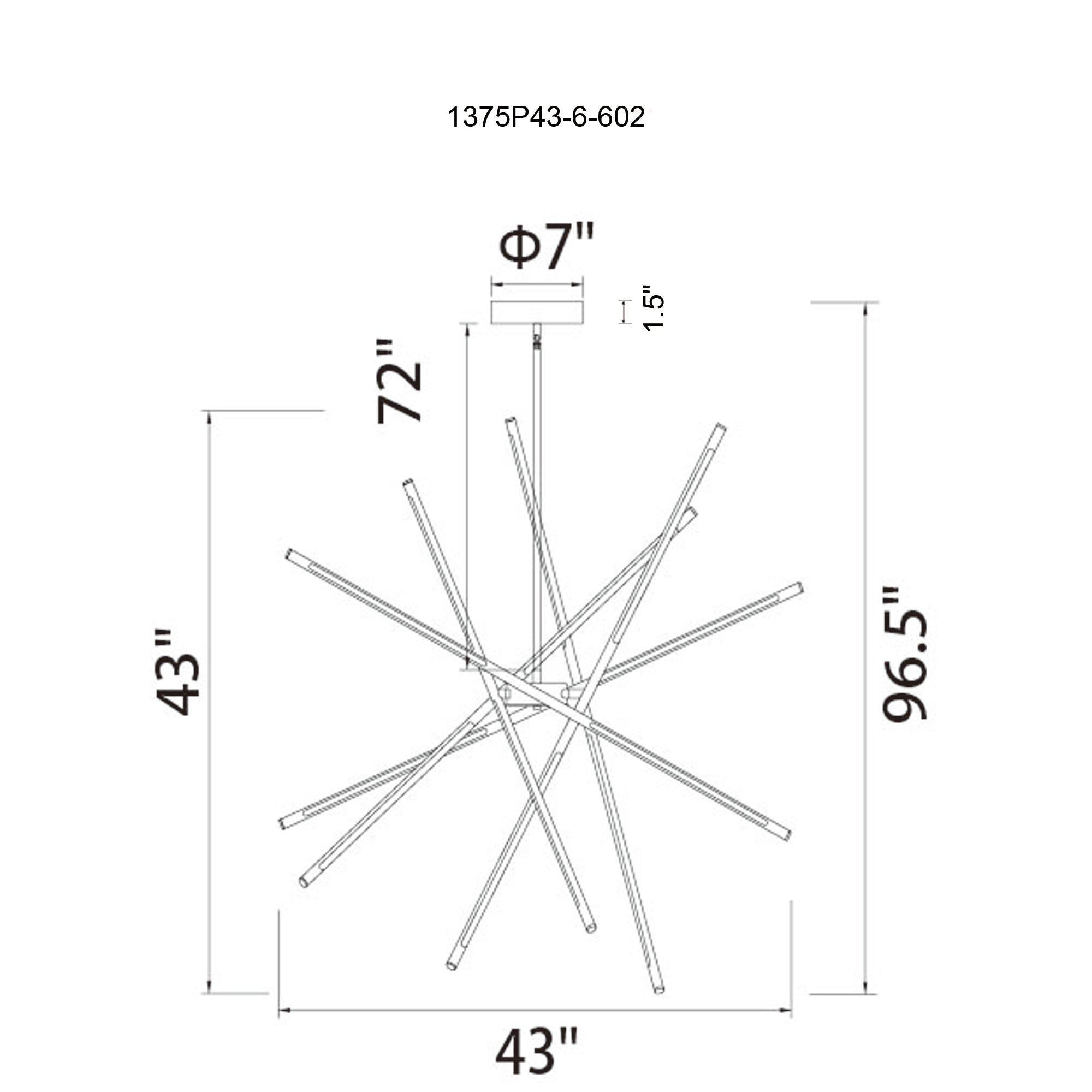 CWI Lighting Oskil LED Chandelier, Metal, Satin Gold, Model 1375P43-6-602