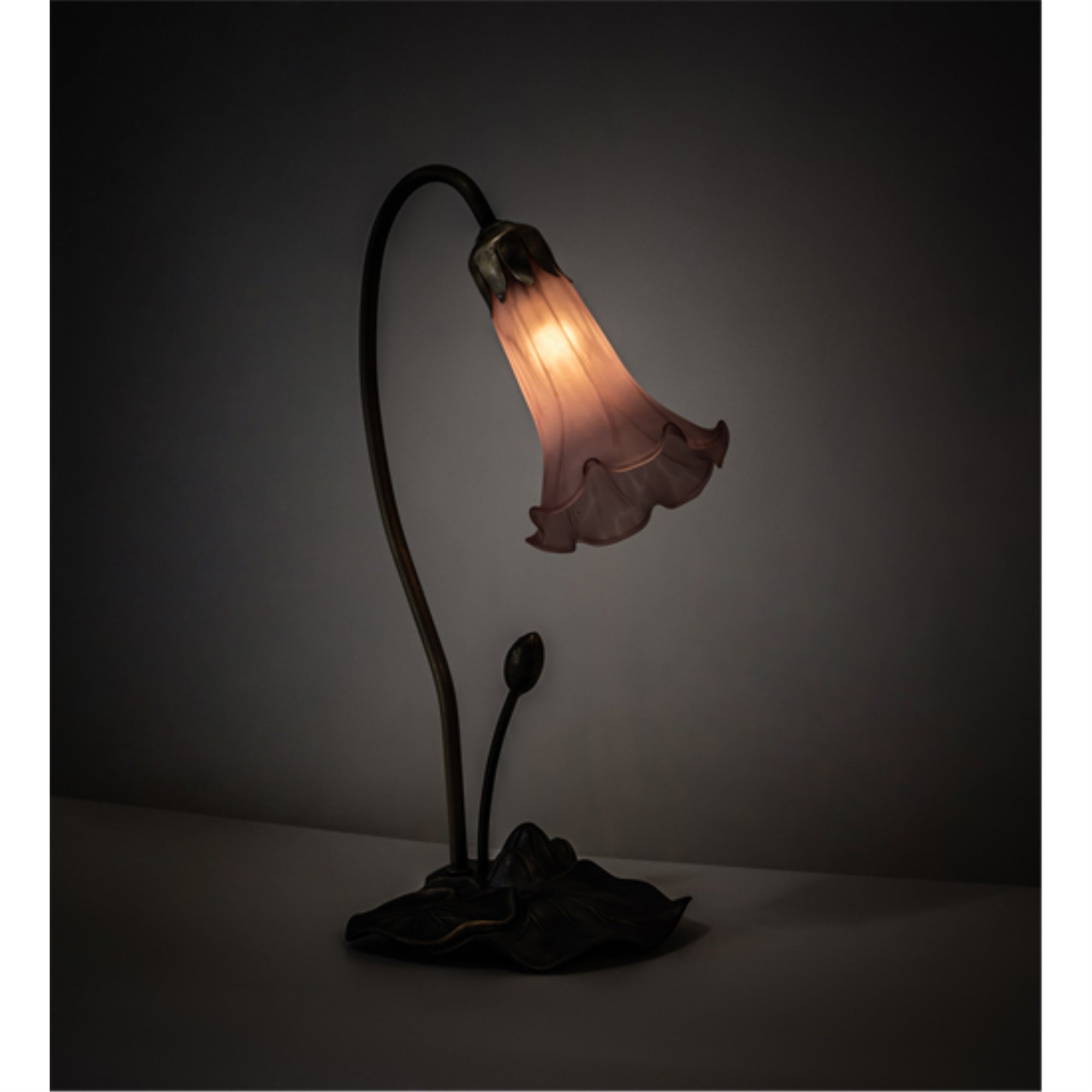 Meyda Tiffany Accent Lamp Mahogany Bronze 10in Purple Pond Lily Collection Model 13820