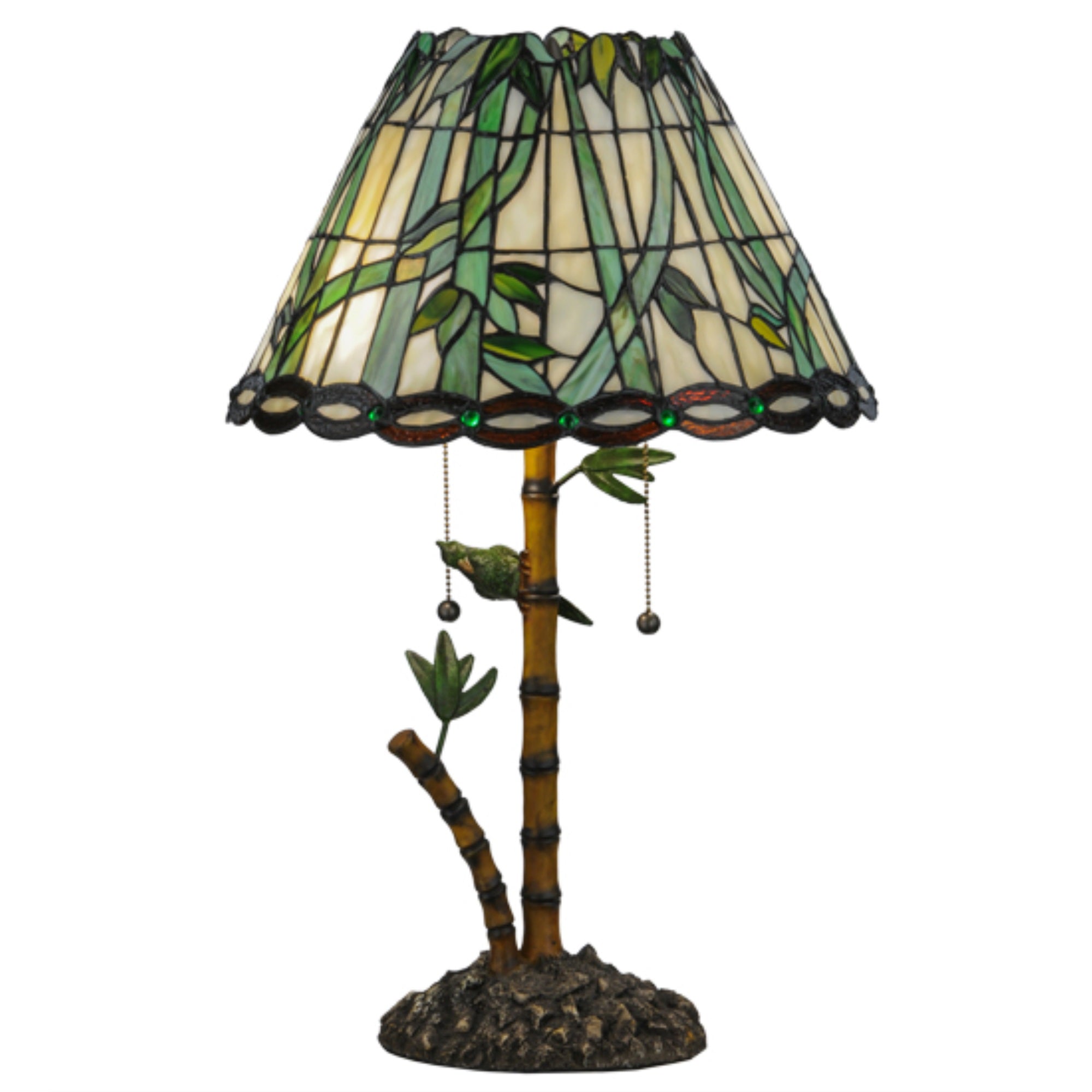 Meyda 24-inch Table Lamp, Mahogany Bronze, Glass and Metal, Loro Paraiso Design