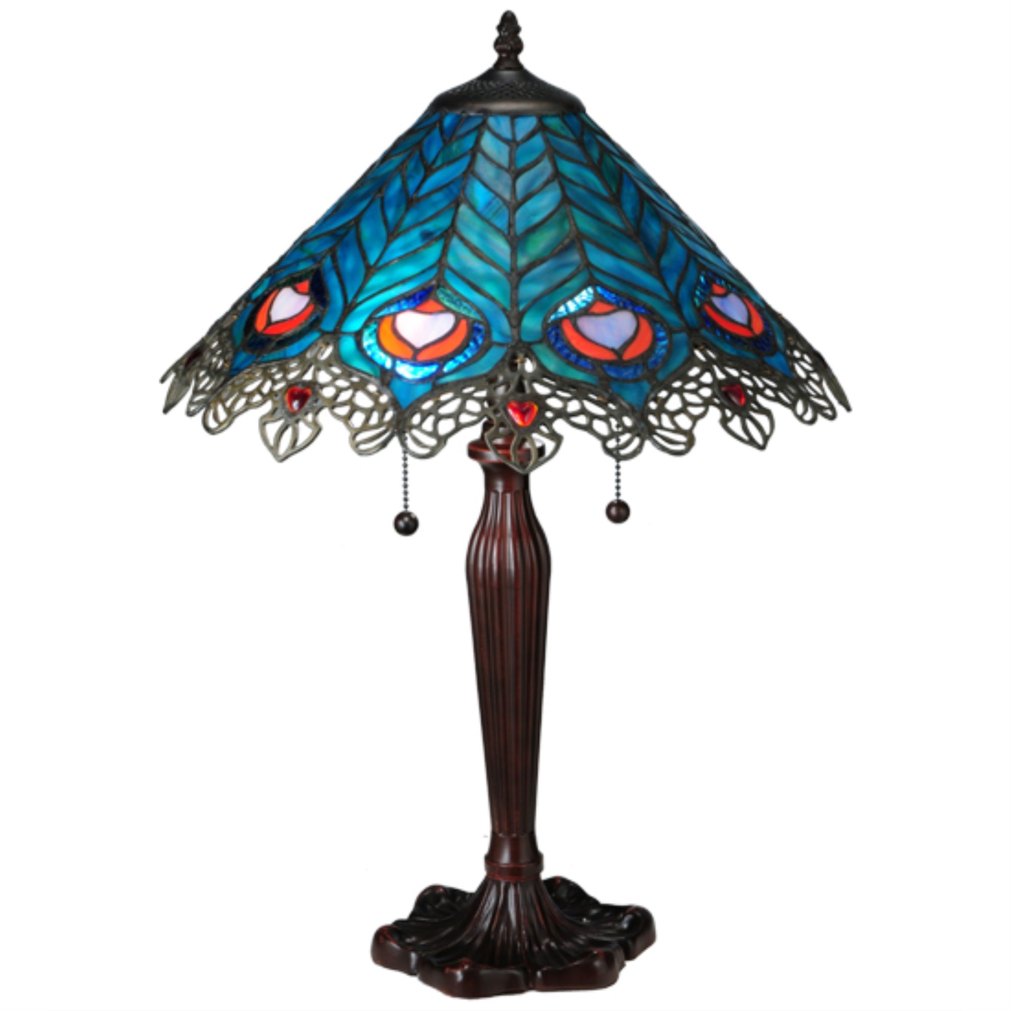 23 inchH Peacock Feather Lace Table Lamp
