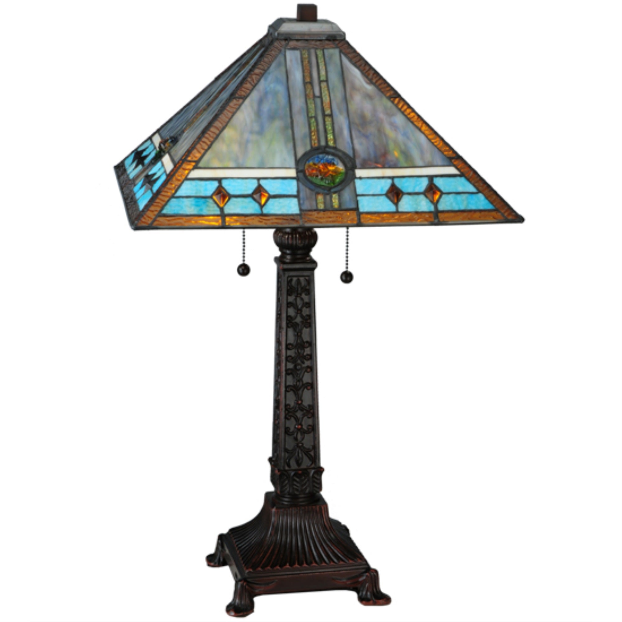 Meyda Tiffany Mission Rose Table Lamp - 26in Red Glass, Model 10