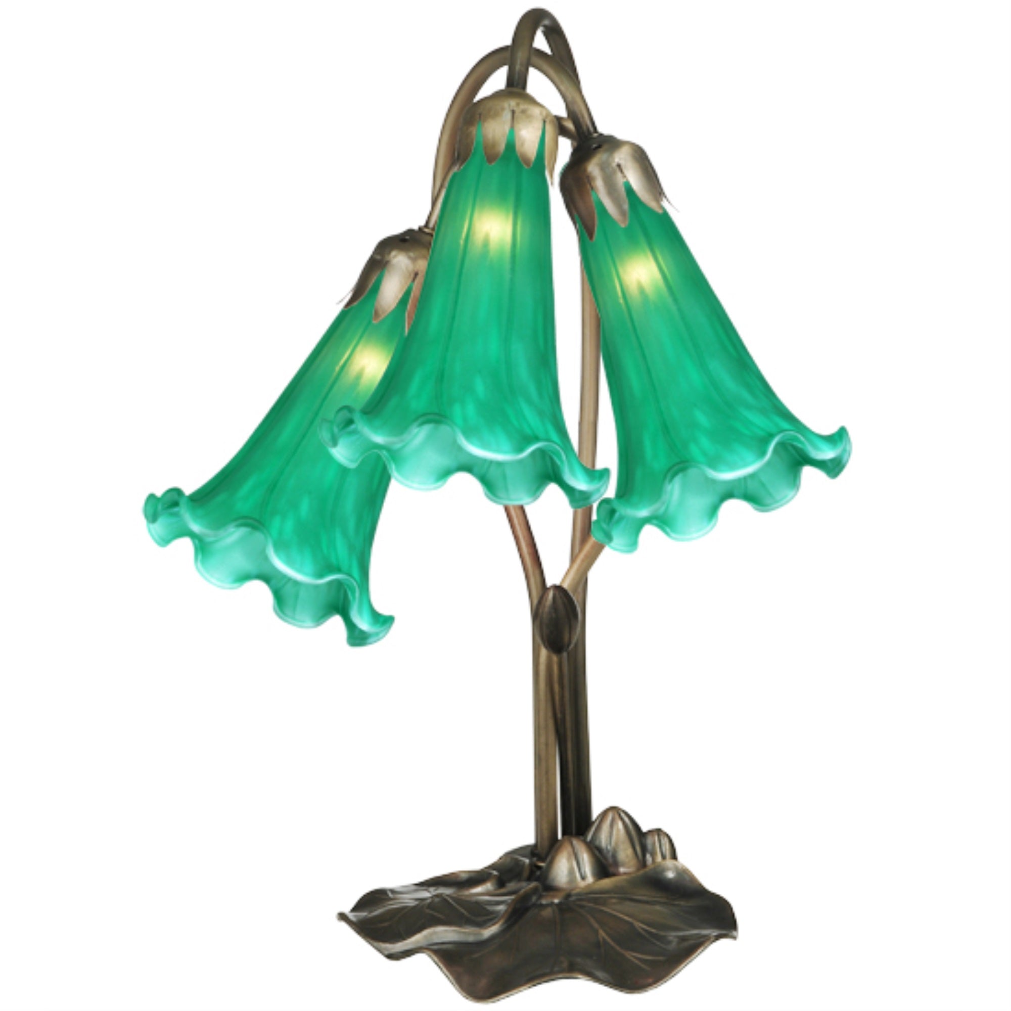 16 inchH Green Pond Lily 3 LT Accent Lamp