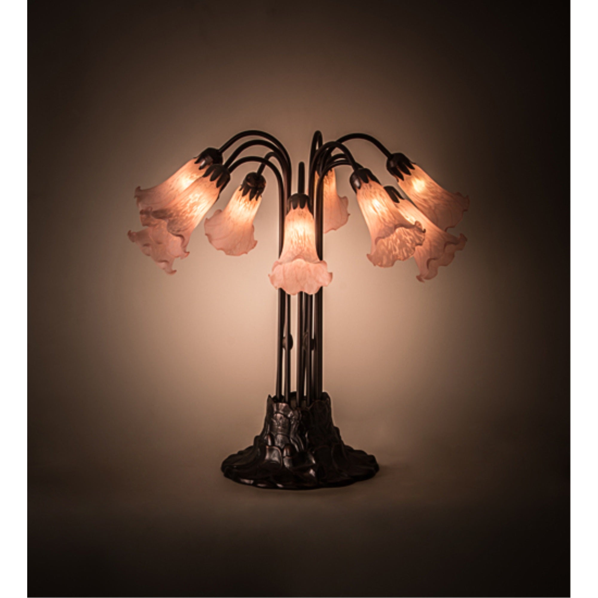 24 inchH Pink Pond Lily 10 LT Table Lamp