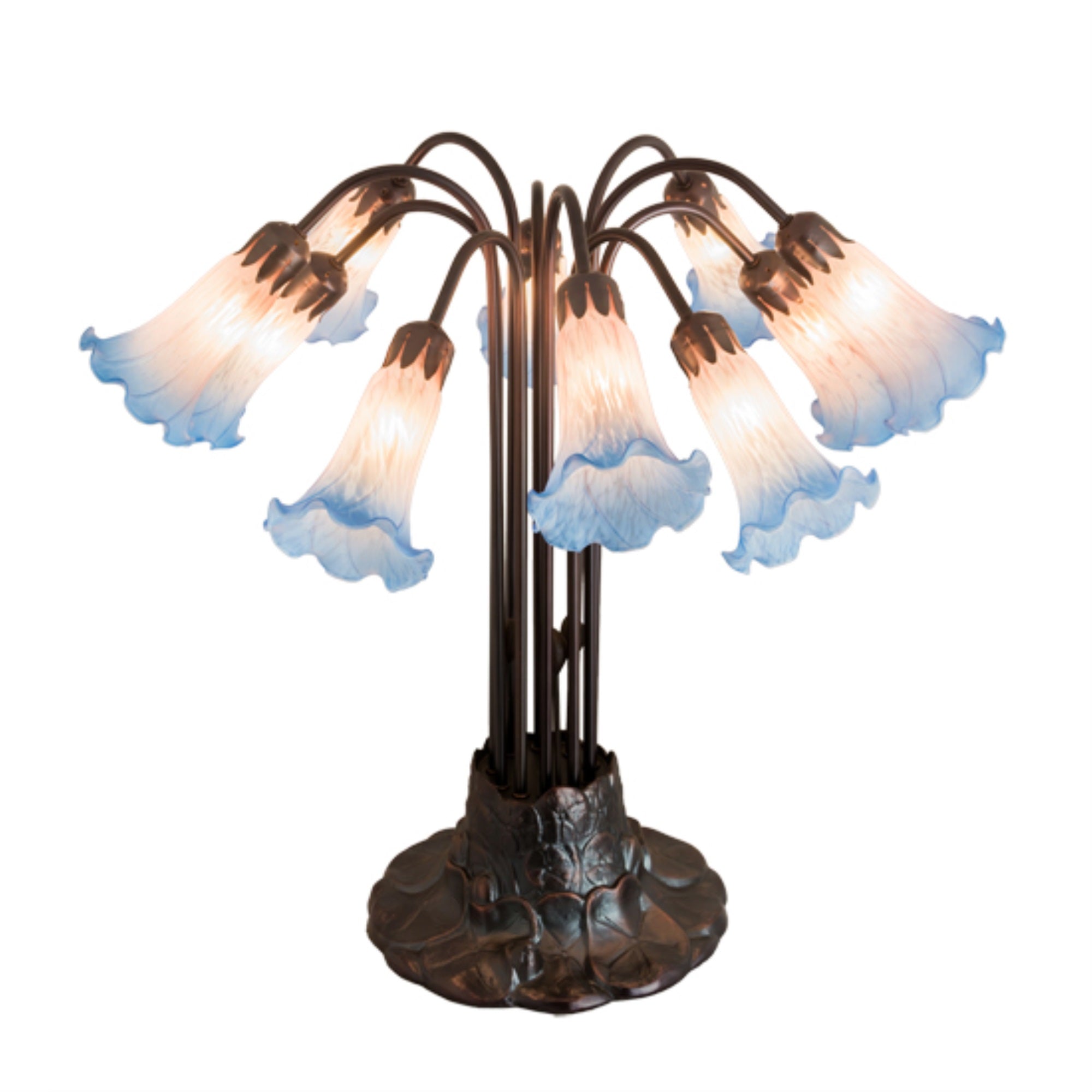 22 inchH Pink/Blue Pond Lily 10 LT Table Lamp