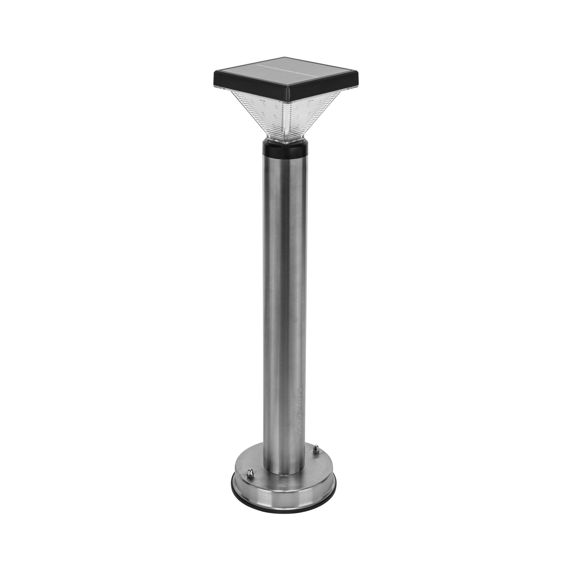 Gama Sonic Luxor Bollard Solar Light, 20.25-inch, 50 Lumens, Silver Stainless, Model 144i58070, 1 Pack