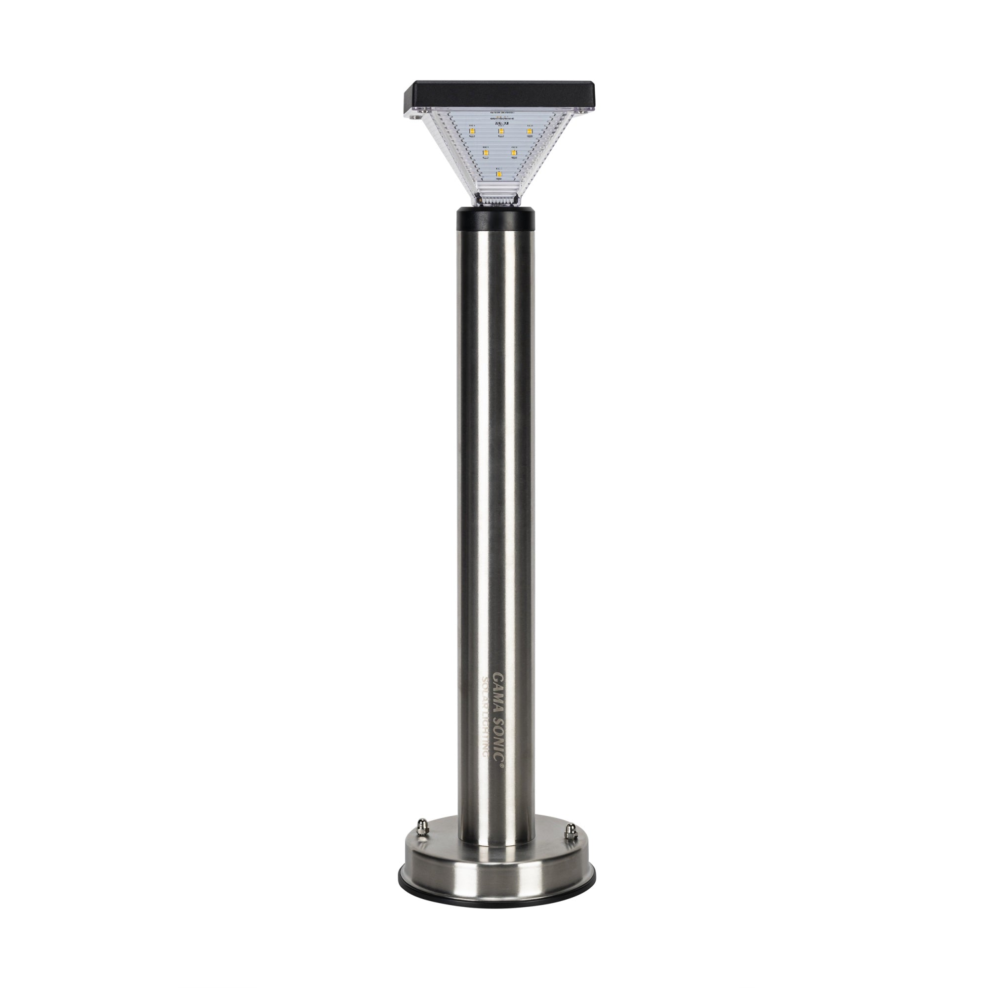 Gama Sonic Luxor Bollard Solar Light, 20.25-inch, 50 Lumens, Silver Stainless, Model 144i58070, 1 Pack