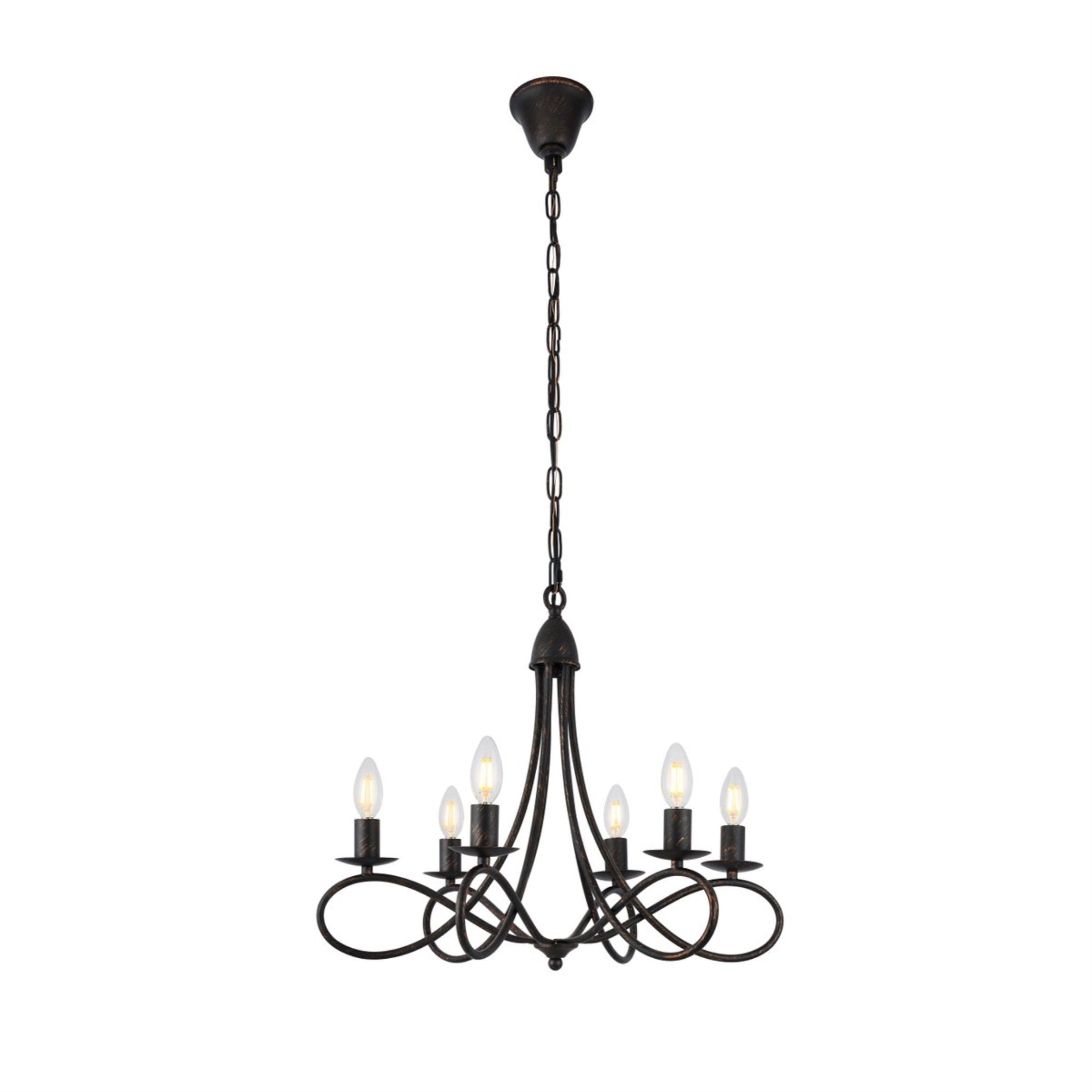 Elegant Lighting Lyndon Collection 6-Light Pendant Lamp, Dark Bronze Finish