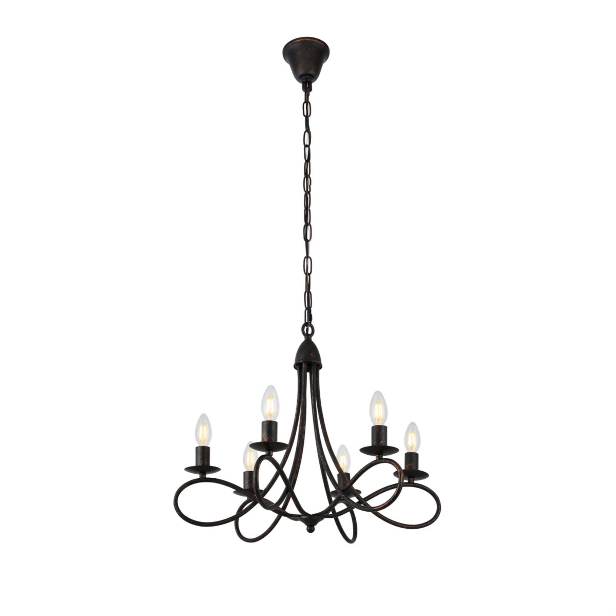 Elegant Lighting Lyndon Collection 6-Light Pendant Lamp, Dark Bronze Finish