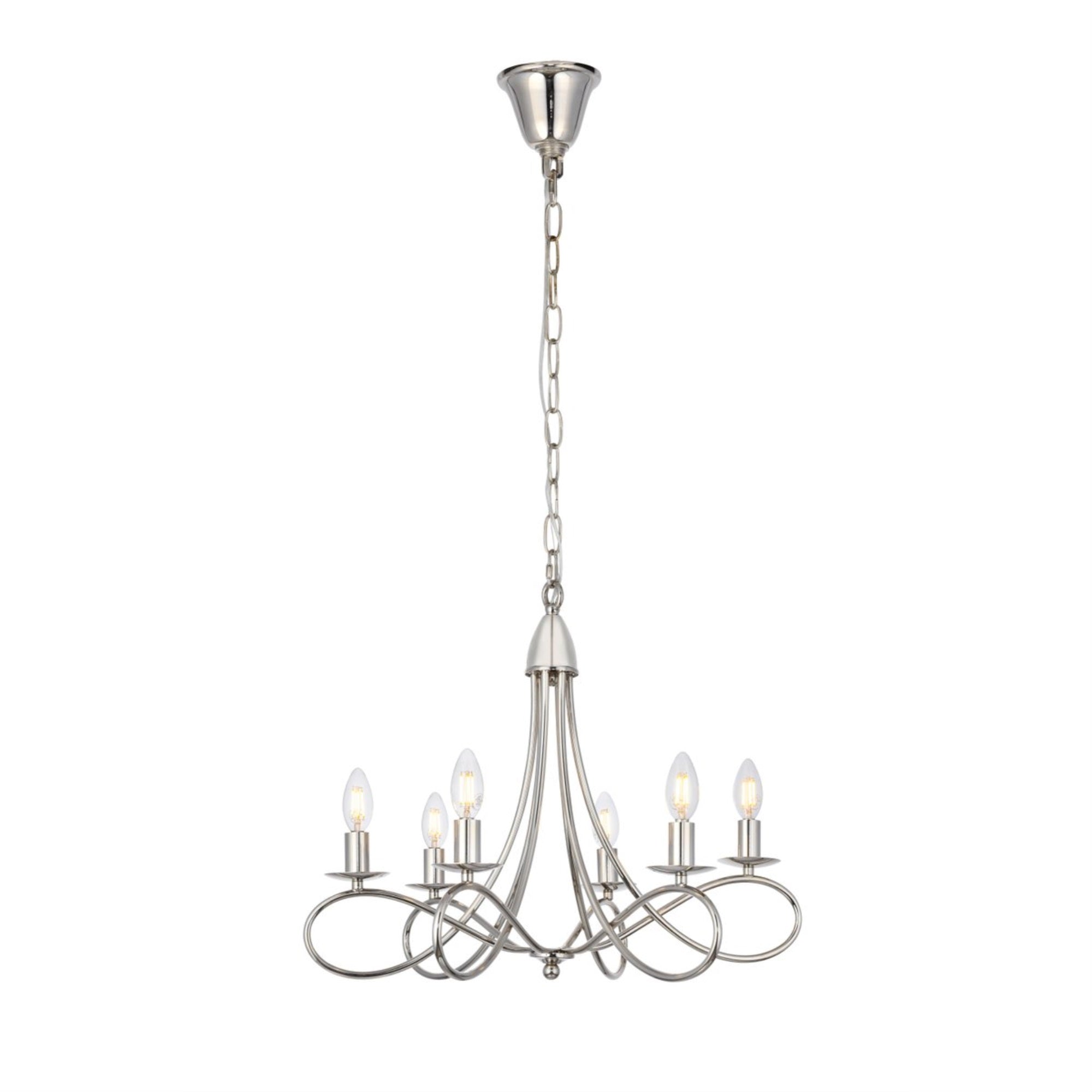 Lyndon 6 light polished Nickel Pendant