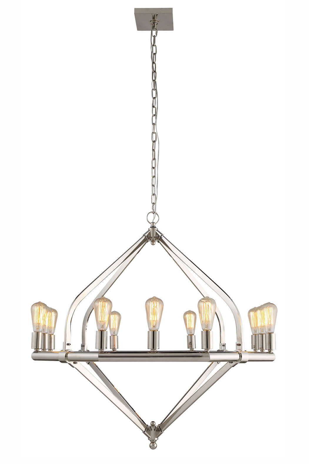 Elegant Lighting Pendant Lamp, 12 Lights, 39in Diameter, 36in Height, Polished Nickel Finish, Model 1472G39PN