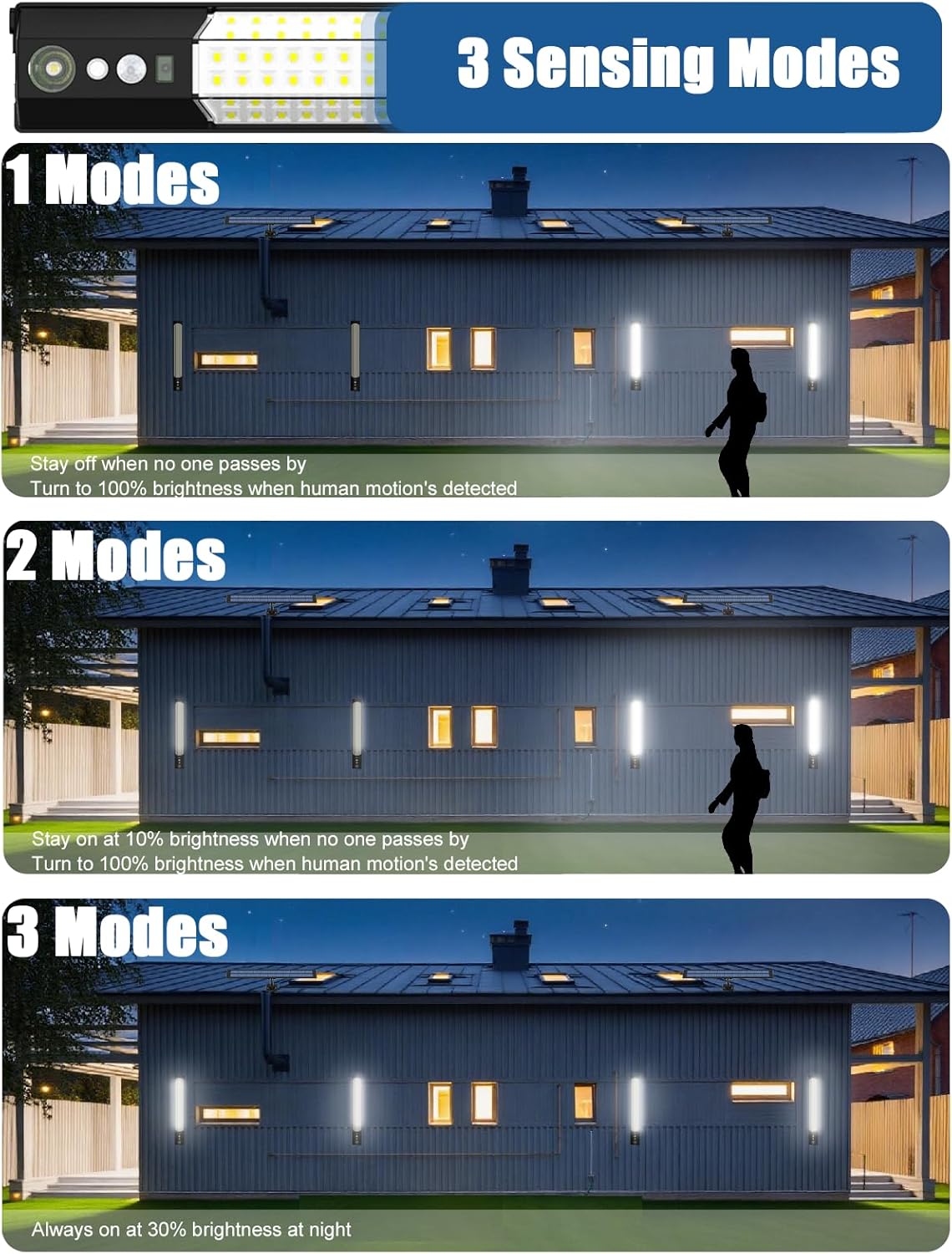 1500W Solar Motion Sensor Lights Outdoor – 316 LED, 1500LM, Detachable Handheld, 2-Pack