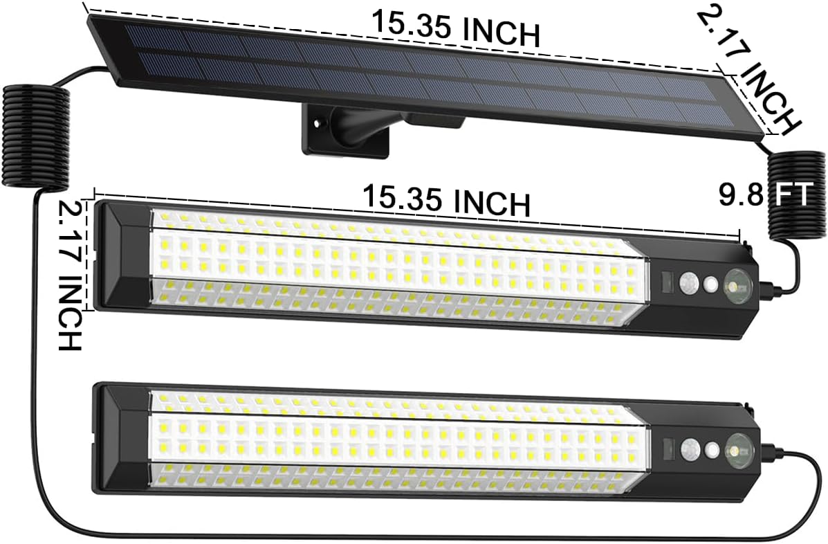 1500W Solar Motion Sensor Lights Outdoor – 316 LED, 1500LM, Detachable Handheld, 2-Pack