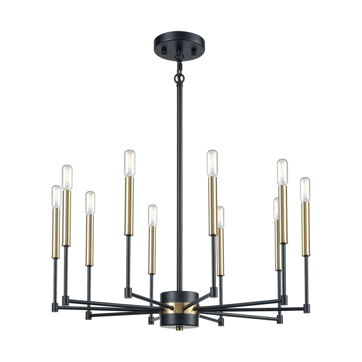Livingston 10 Chandelier Matte Black/Satin Brass