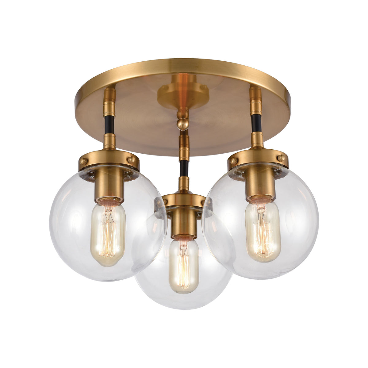 Boudreaux 3-Light Semi Flush Mount in Matte Black with Clear Glass