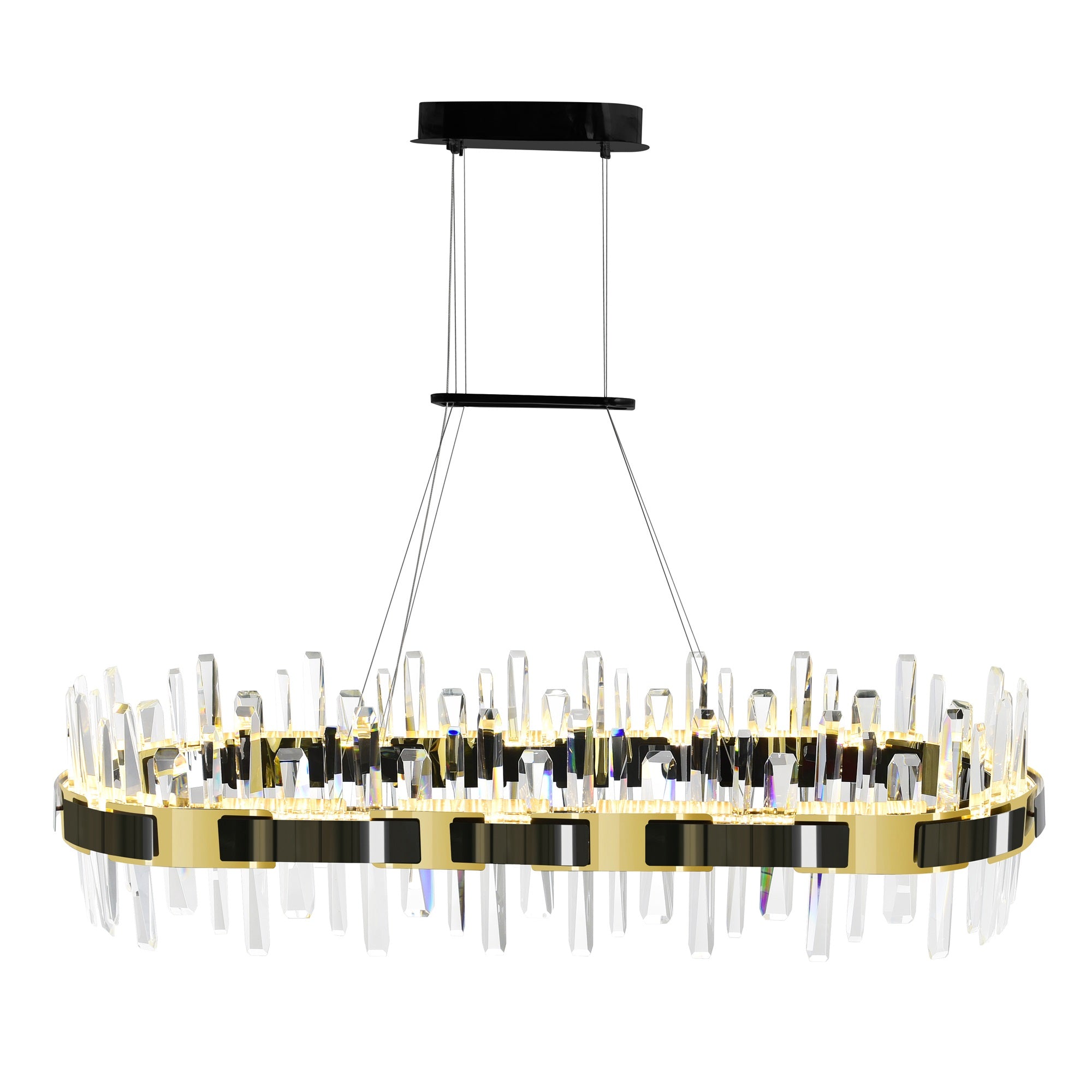 CWI Lighting Aya LED Chandelier, Pearl Black Metal, Model 1592P43-612-RC, Gold