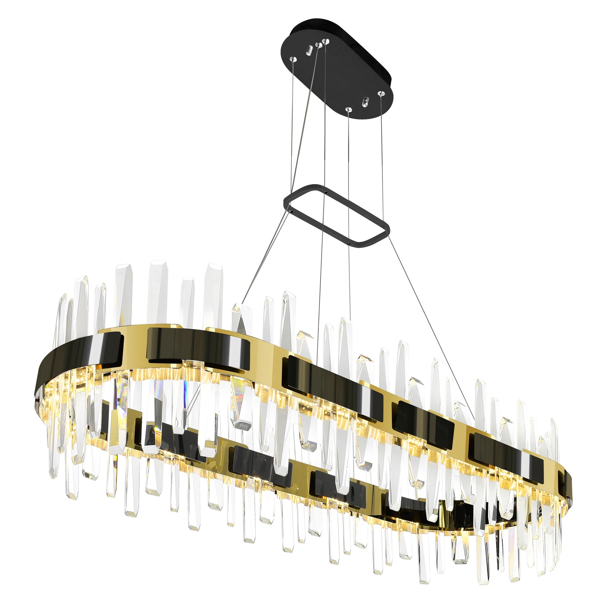 CWI Lighting Aya LED Chandelier, Pearl Black Metal, Model 1592P43-612-RC, Gold