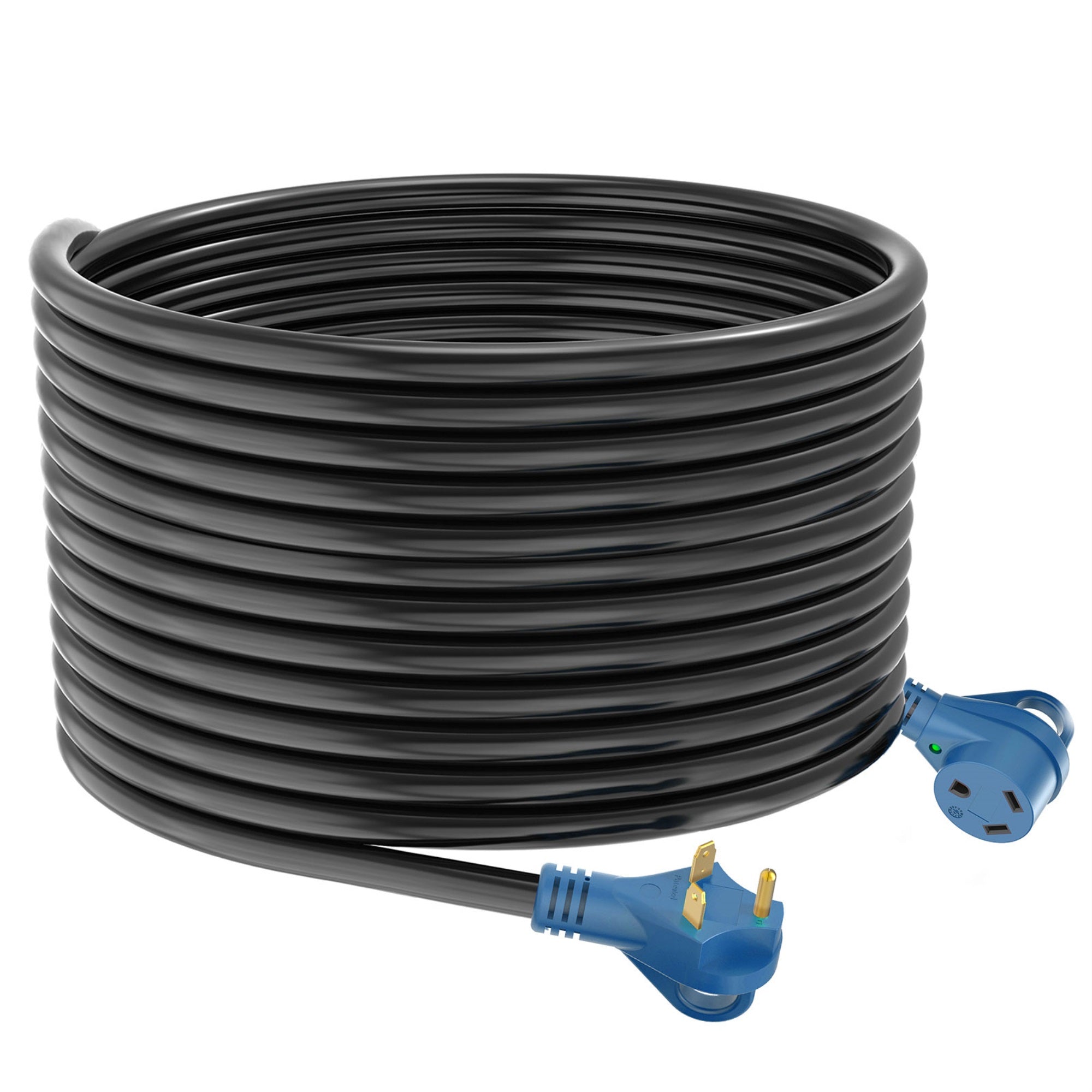 Makerz 229 Heavy-Duty Rv Power Cord With Powered Connection Indicator Light And Easy-Plug Handle - 50' Length, 30 Amp, Nema Tt-30P To Nema Tt-30R, Etl-Certified