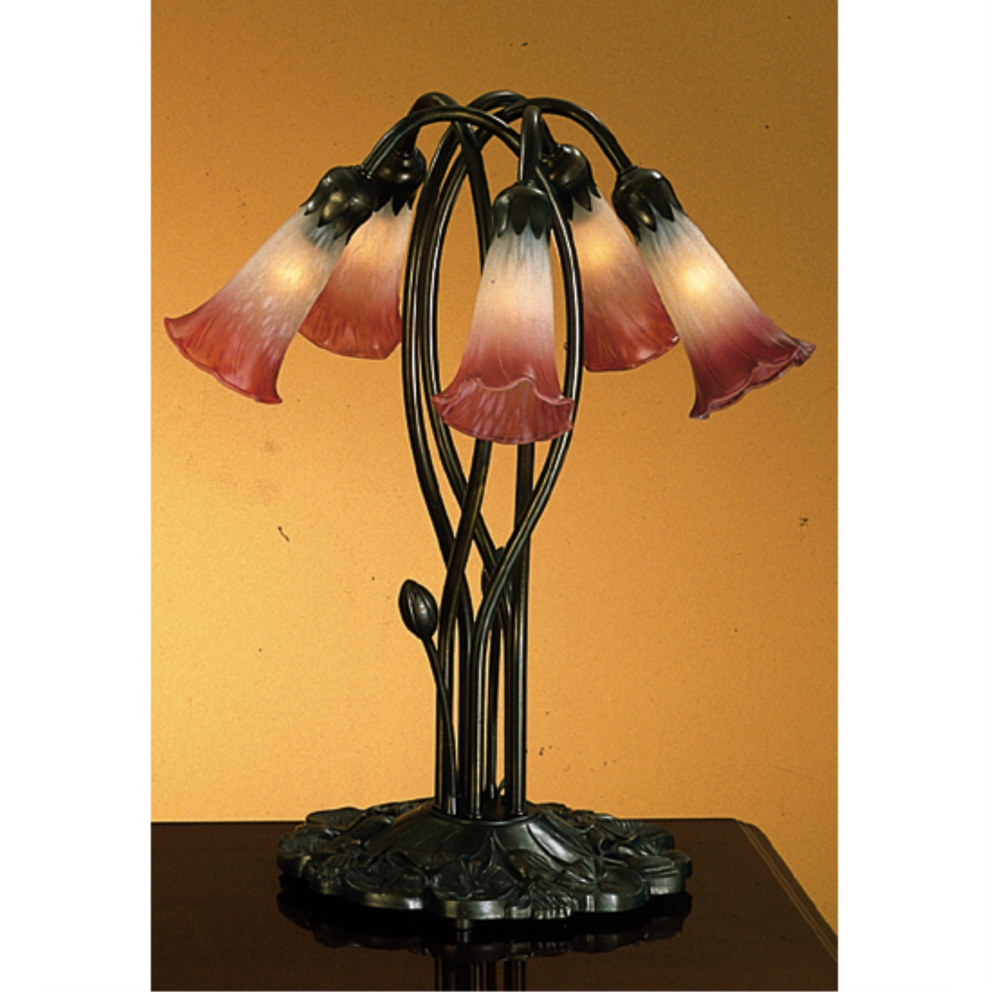 16.5 inchH Pink/White Pond Lily 5 LT Accent Lamp