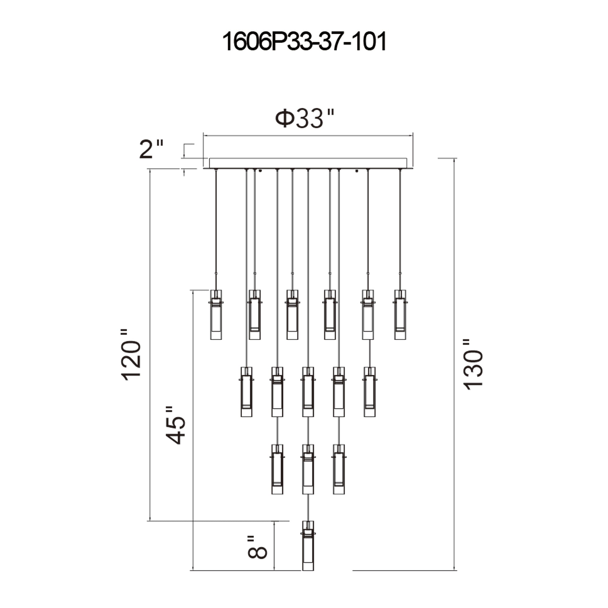 Olinda LED Integrated Black Chandelier