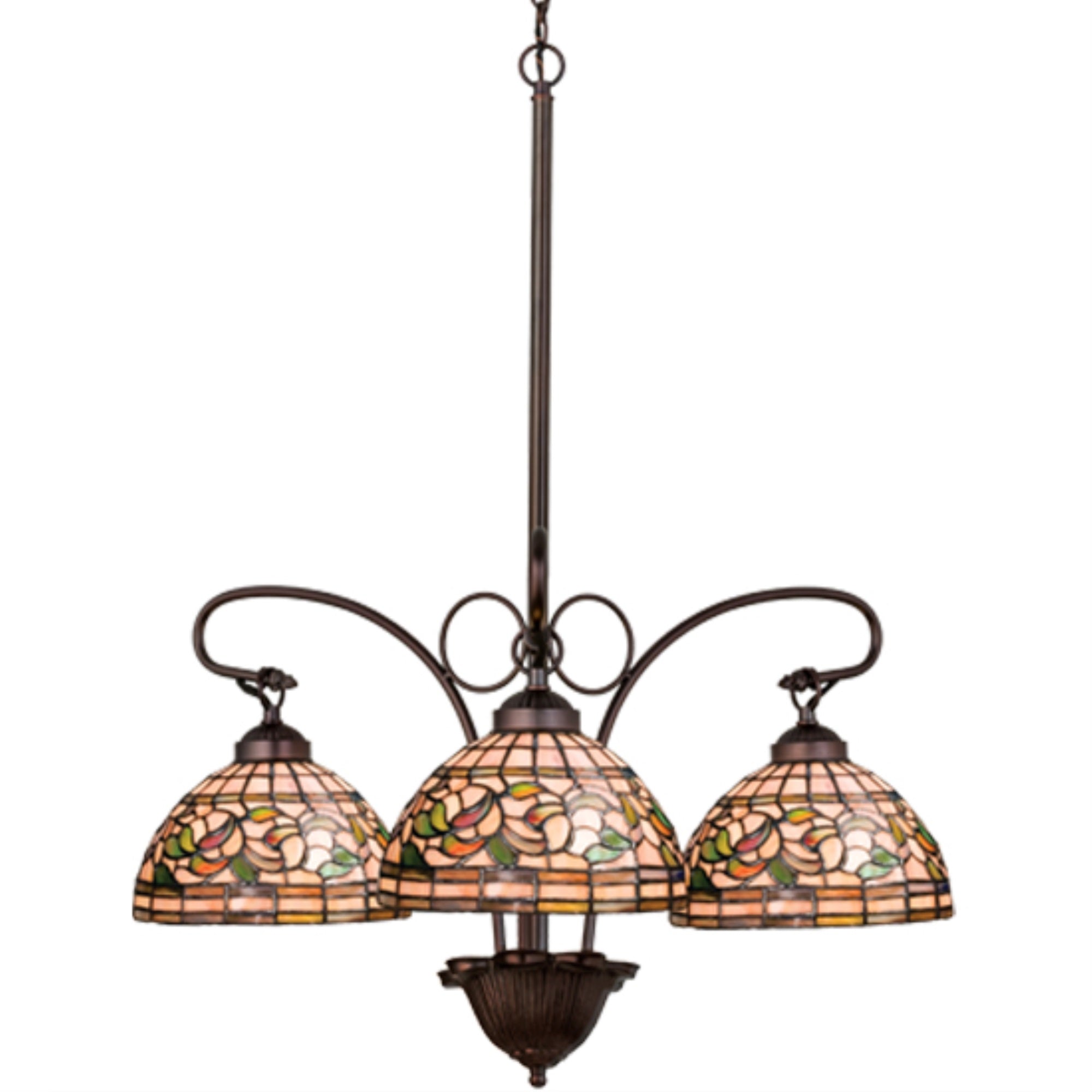24 inchW Tiffany Turning Leaf 3 LT Chandelier