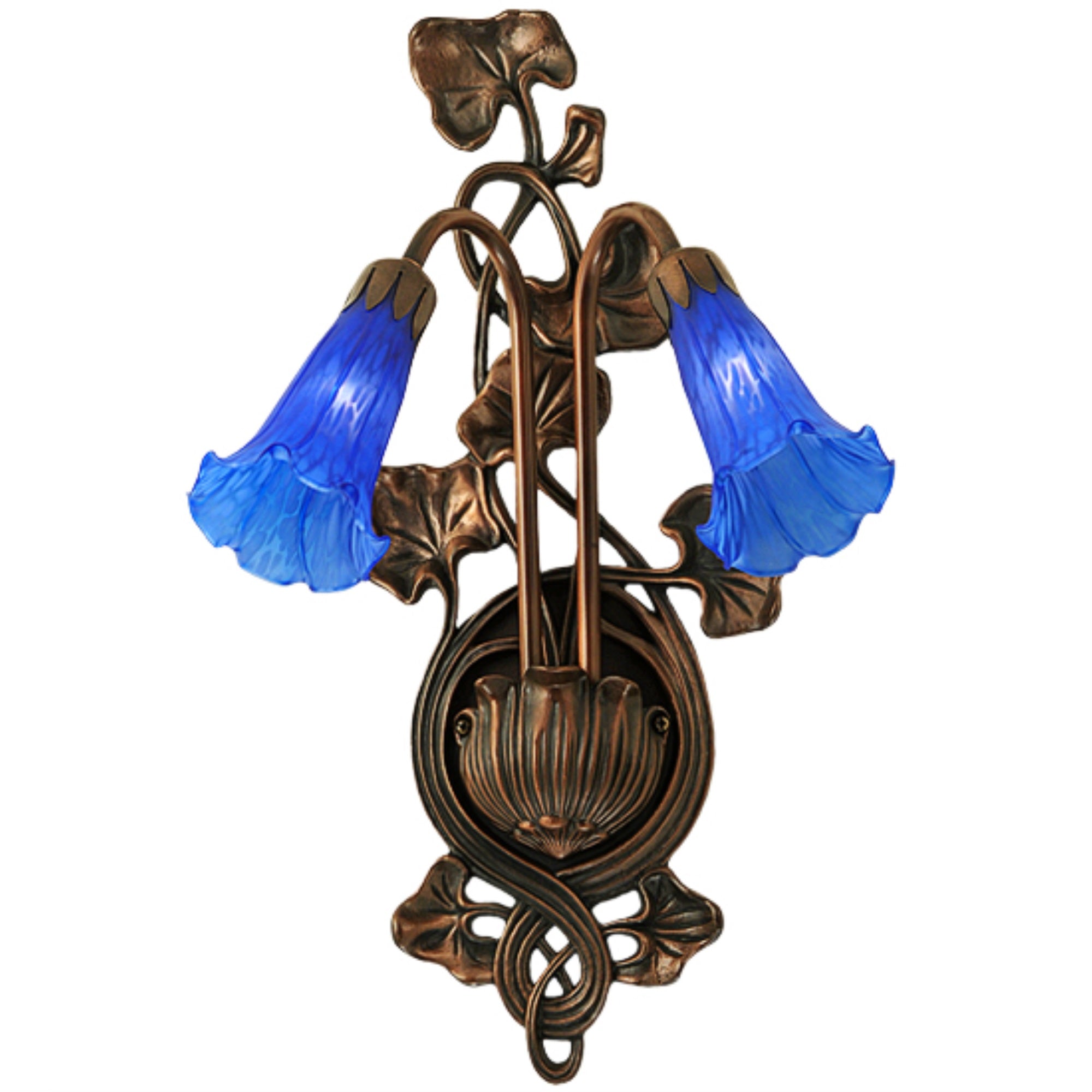 11 inchW Blue Pond Lily 2 LT Wall Sconce