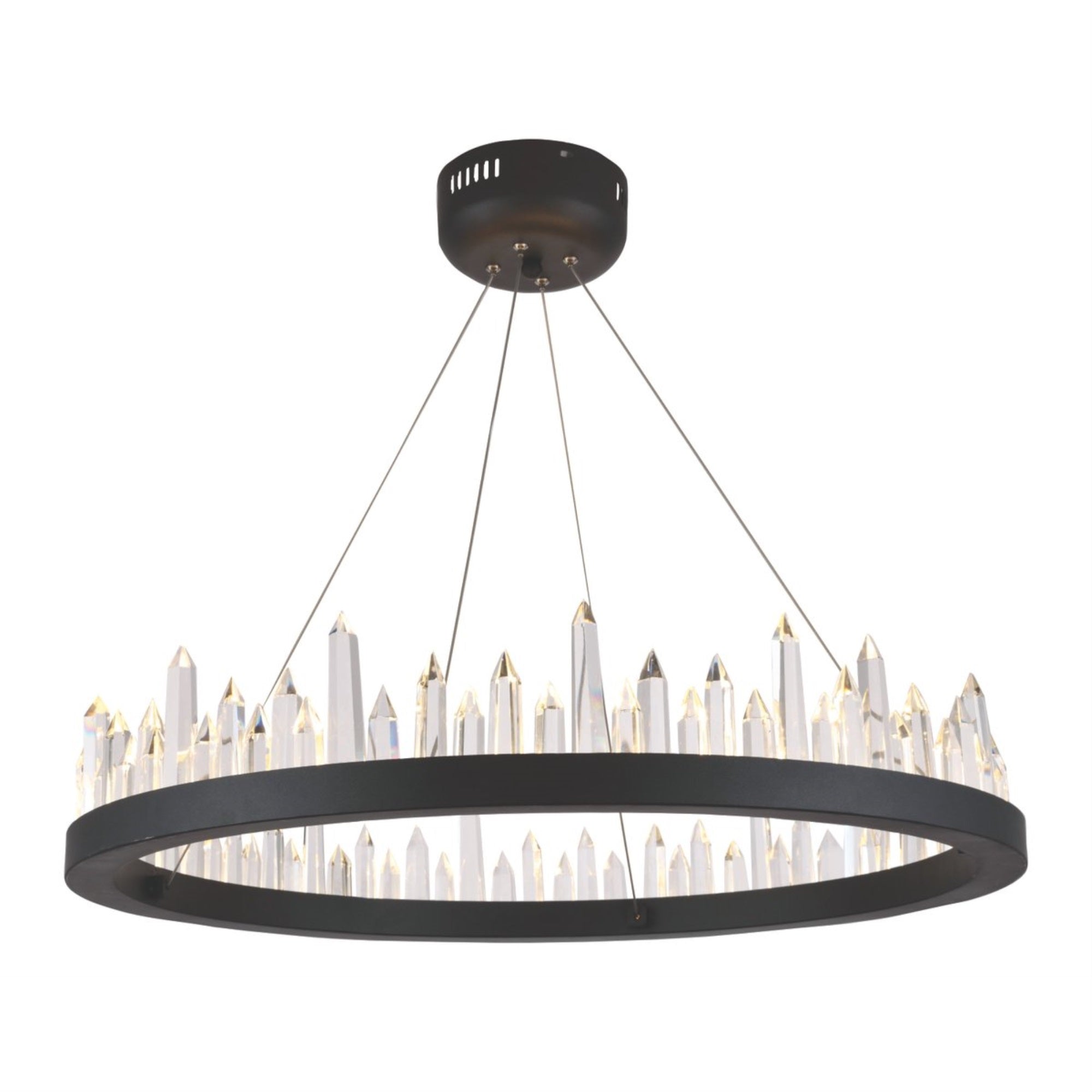 Elegant Lighting 1705D26Sdg Malta - 26" 32W 32 Led Adjustable Chandelier, Satin Dark Grey Finish With Royal Cut Crystal
