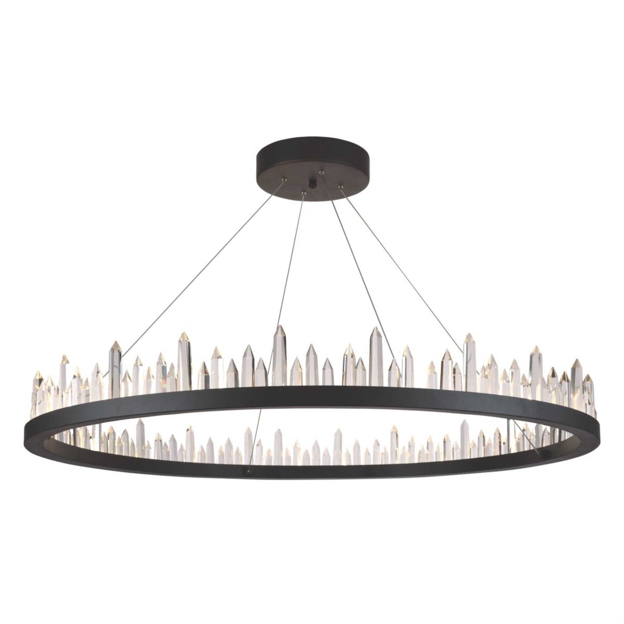 Elegant Lighting 1705D42Sdg Malta - 42" 56W 56 Led Adjustable Chandelier, Satin Dark Grey Finish With Royal Cut Crystal
