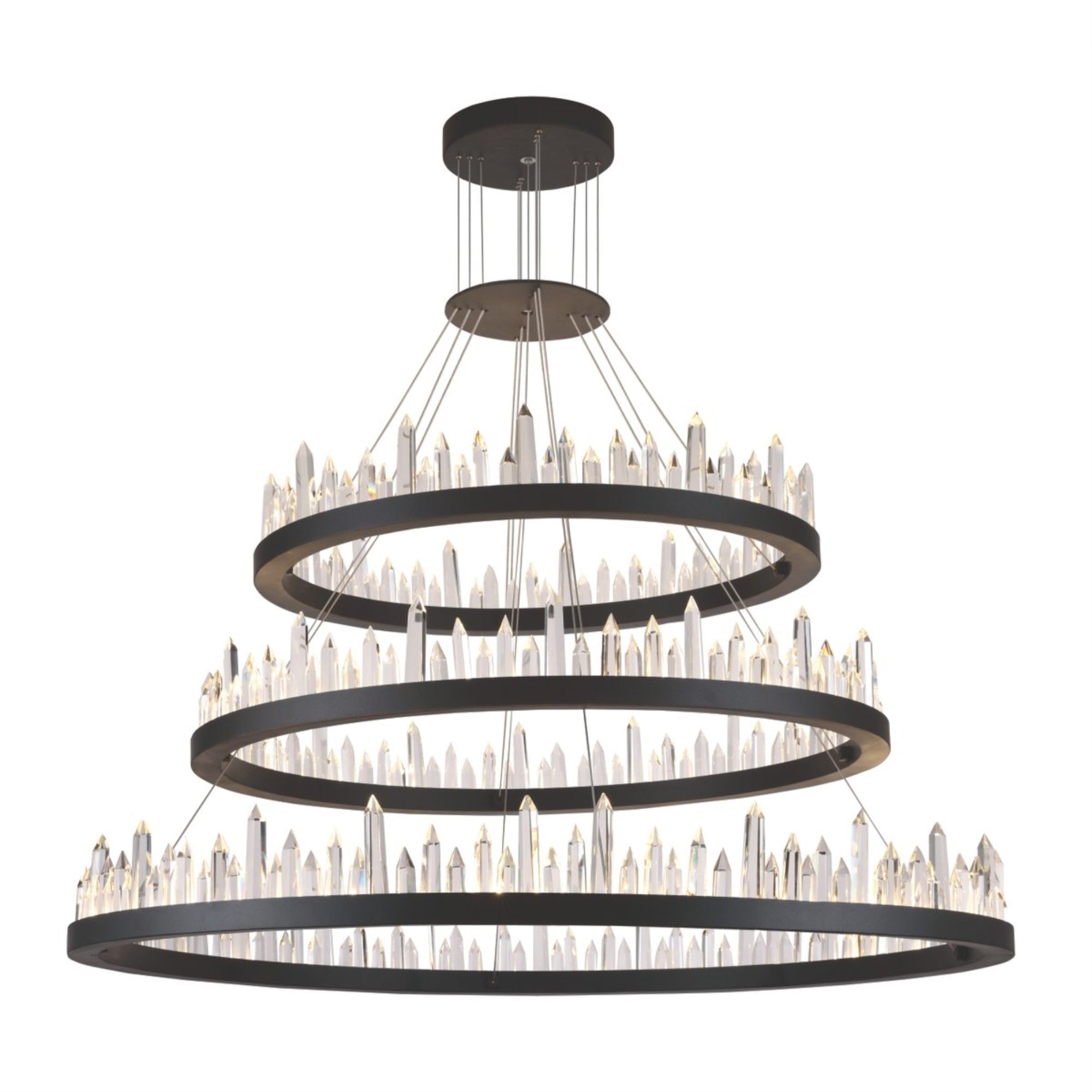 Elegant Lighting 1705G3Lsdg Malta - 42" 128W 128 Led Adjustable 3-Tier Chandelier, Satin Dark Grey Finish With Royal Cut Crystal