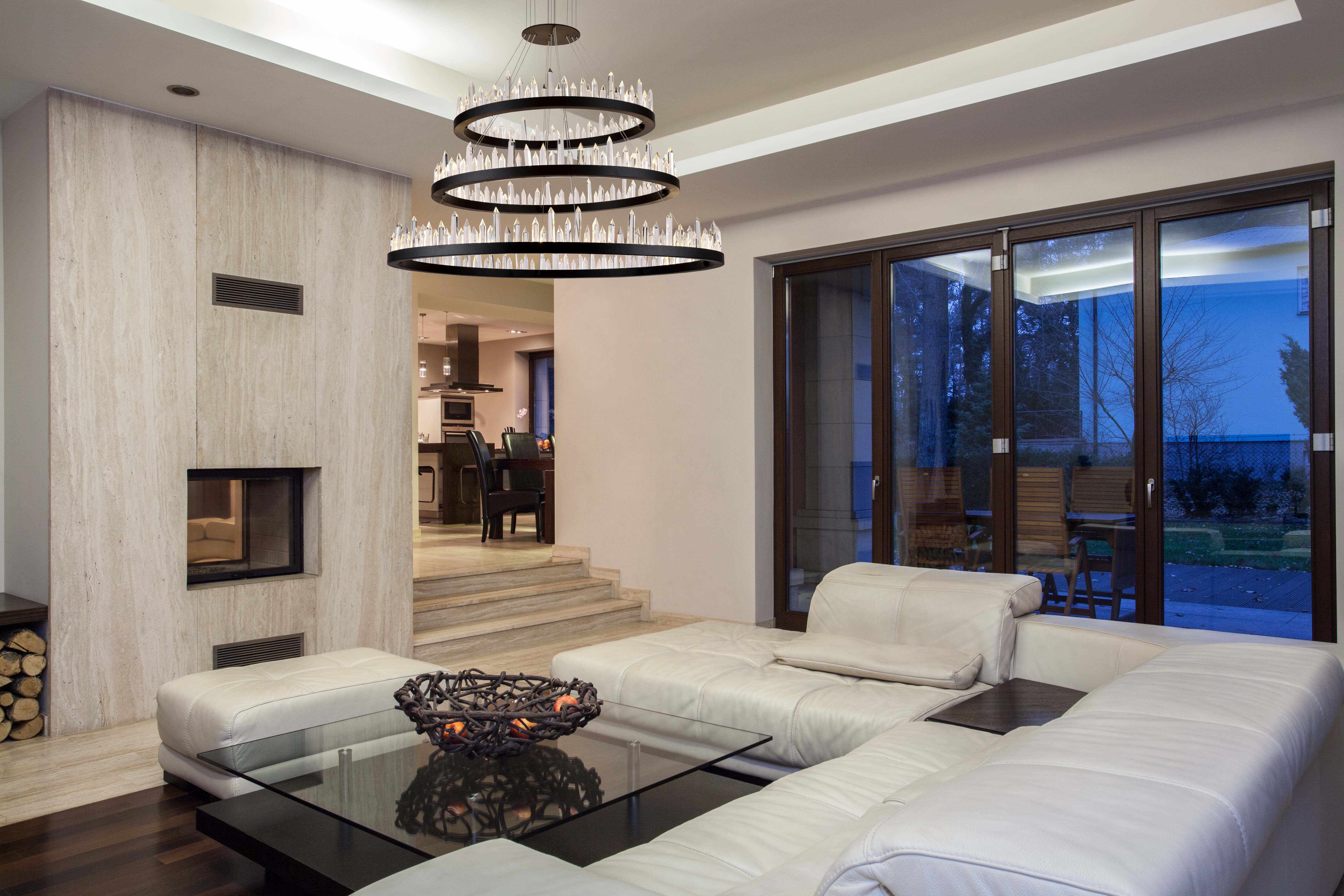 Elegant Lighting 1705G3Lsdg Malta - 42" 128W 128 Led Adjustable 3-Tier Chandelier, Satin Dark Grey Finish With Royal Cut Crystal