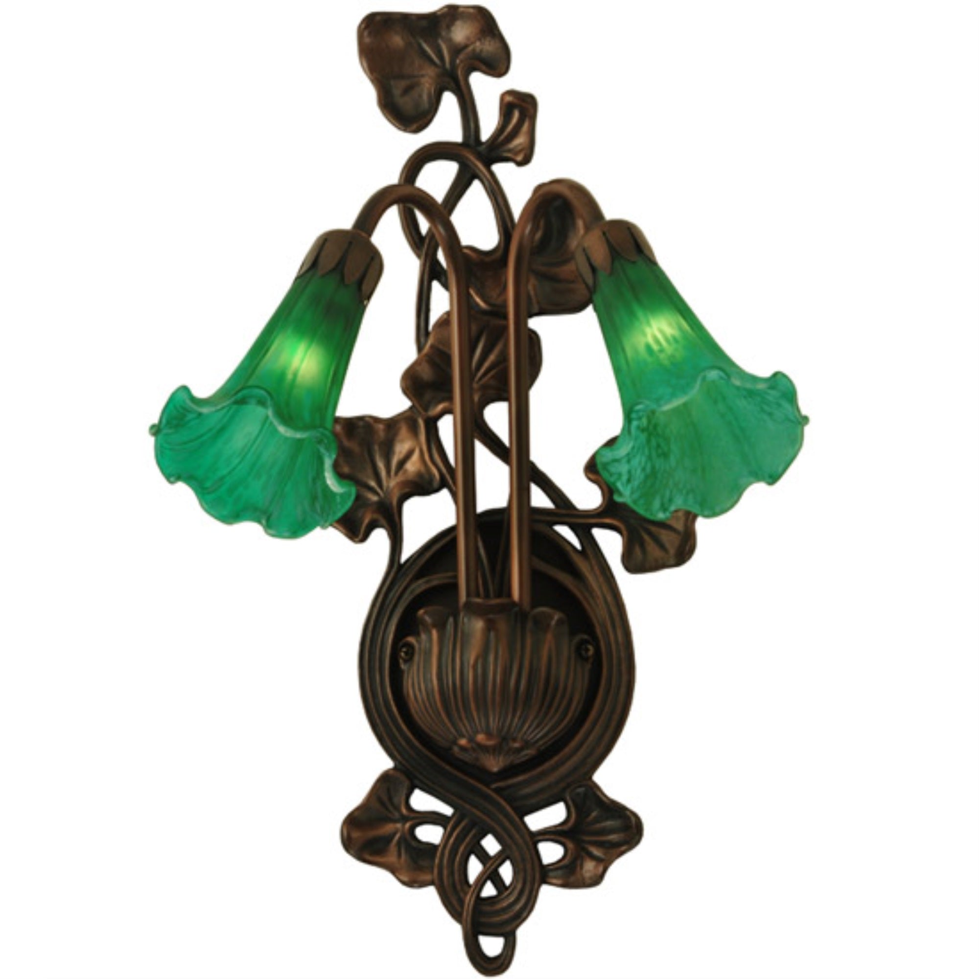 11 inchW Green Pond Lily 2 LT Wall Sconce