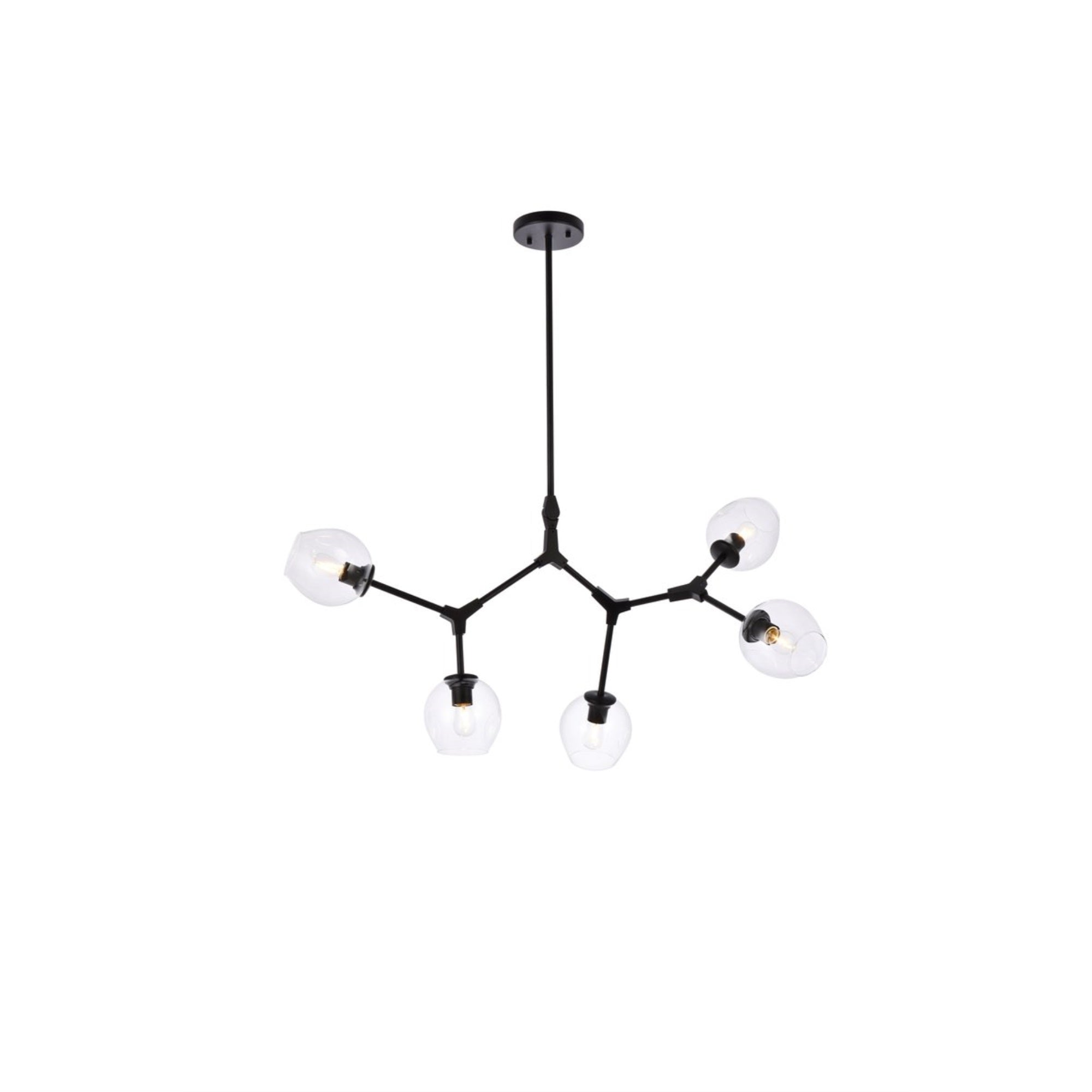Elegant Lighting Cavoli 5-Light Black Chandelier, Metal, 42.5"D x 29"H, Modern Indoor Decorative Fixture, Model 1712D42BK