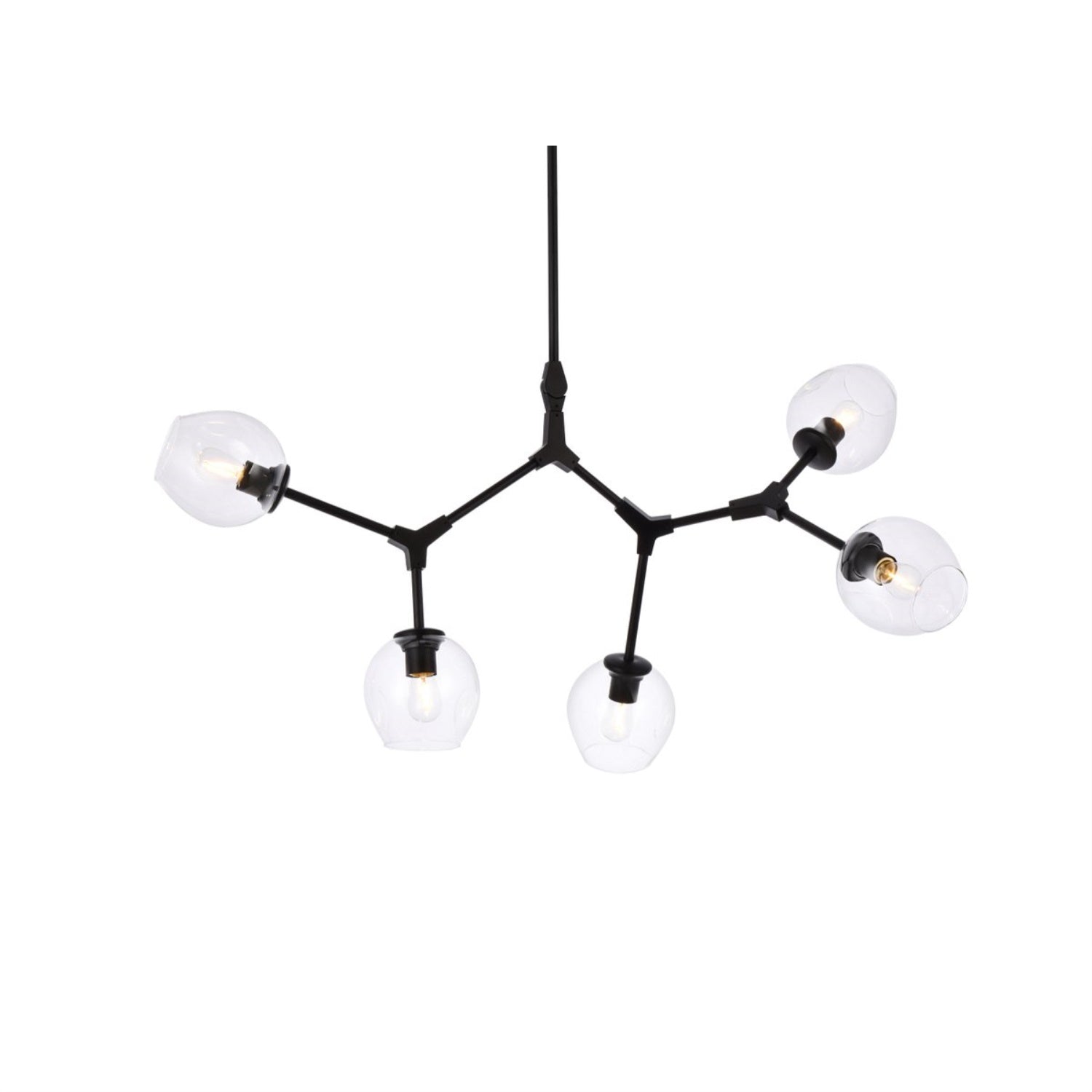 Elegant Lighting Cavoli 5-Light Black Chandelier, Metal, 42.5"D x 29"H, Modern Indoor Decorative Fixture, Model 1712D42BK
