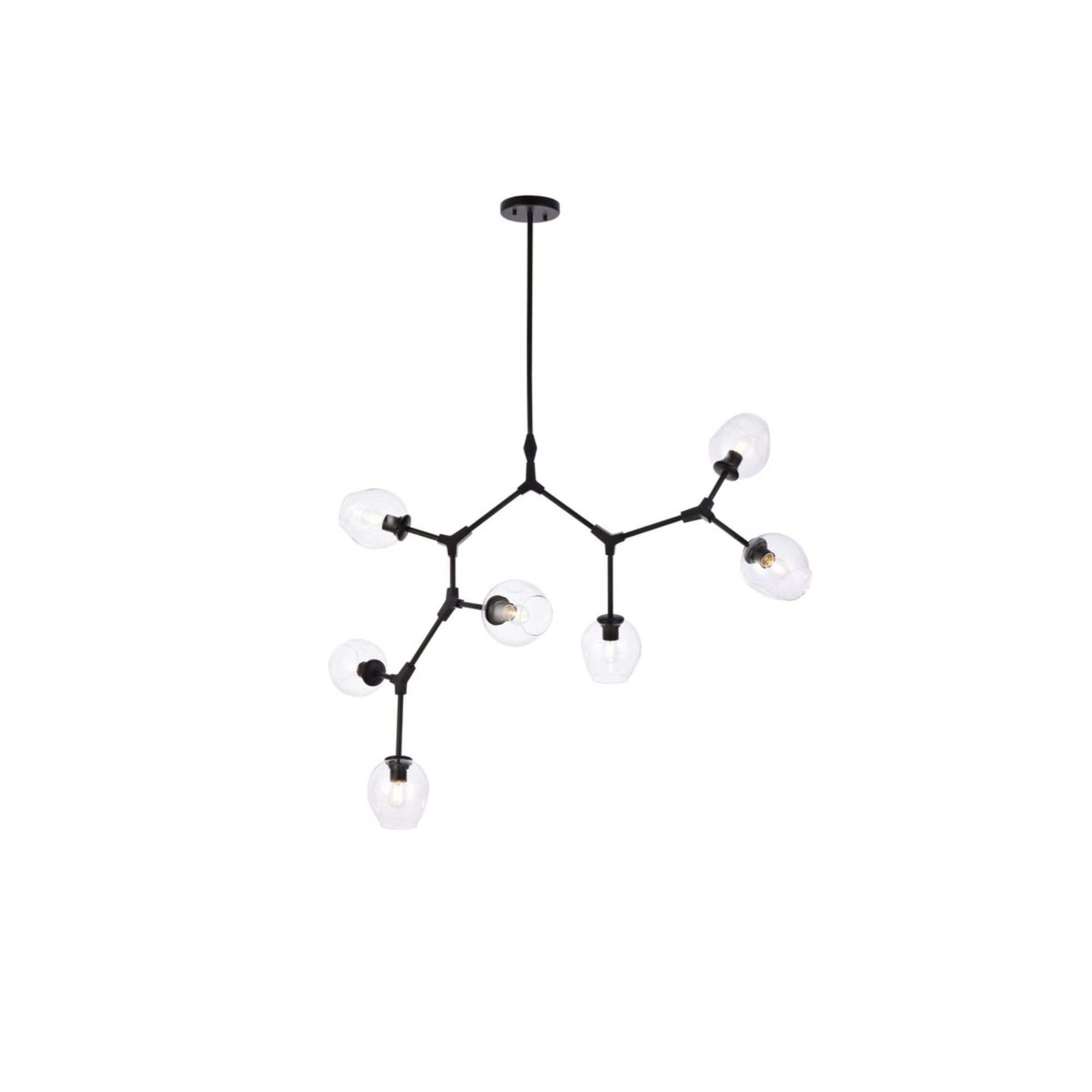 Elegant Lighting Black Metal Chandelier, 7 Lights, 57inD x 33inH, Model 1712G57BK