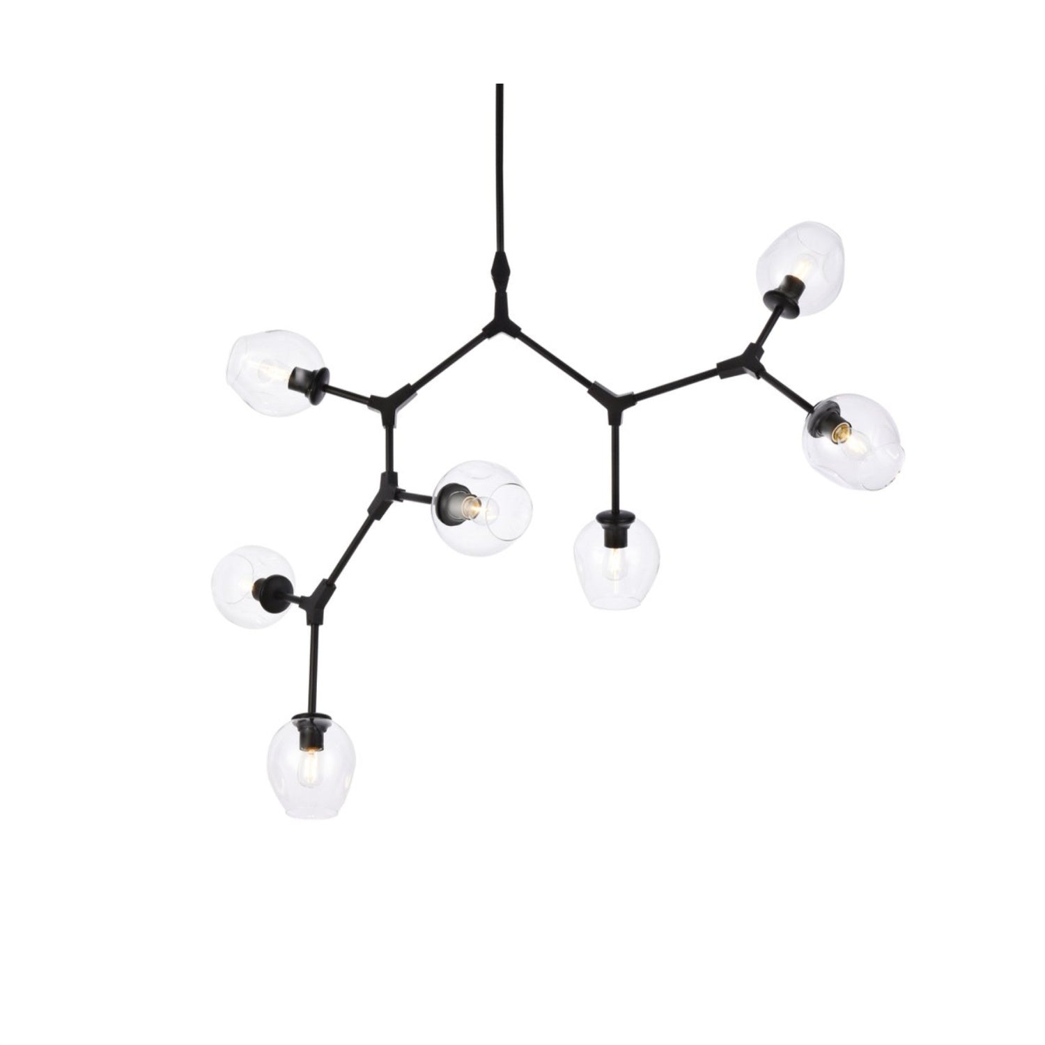 Elegant Lighting Black Metal Chandelier, 7 Lights, 57inD x 33inH, Model 1712G57BK