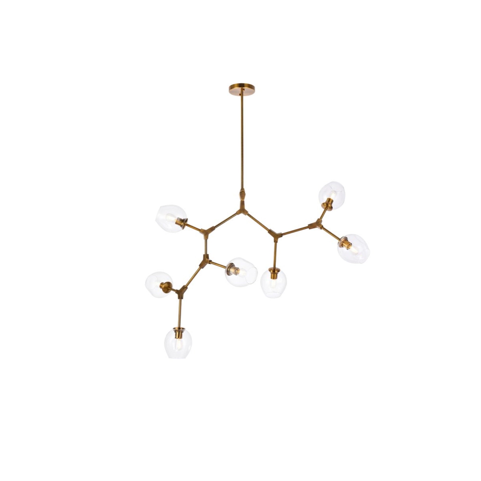 Elegant Lighting Brass Chandelier, 7 Lights, Metal, 57inD x 33inH, Model 1712G57BR