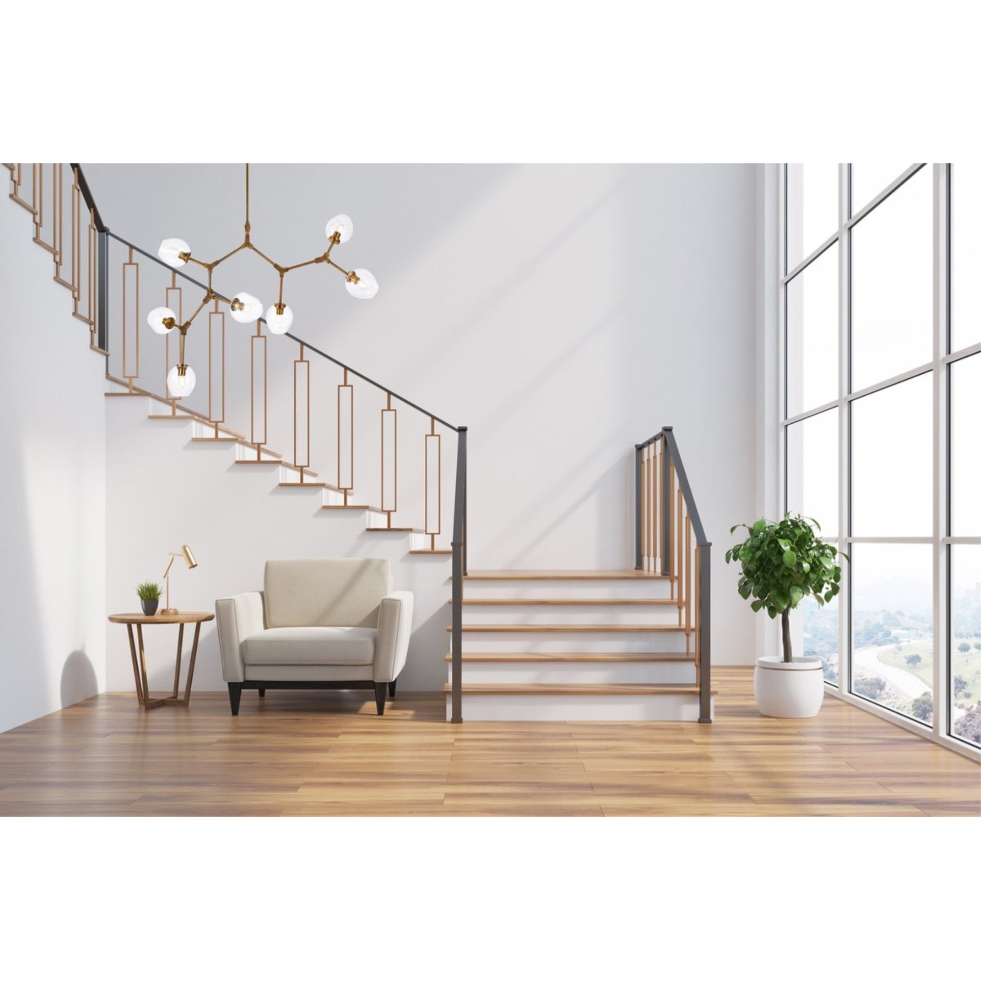 Elegant Lighting Brass Chandelier, 7 Lights, Metal, 57inD x 33inH, Model 1712G57BR