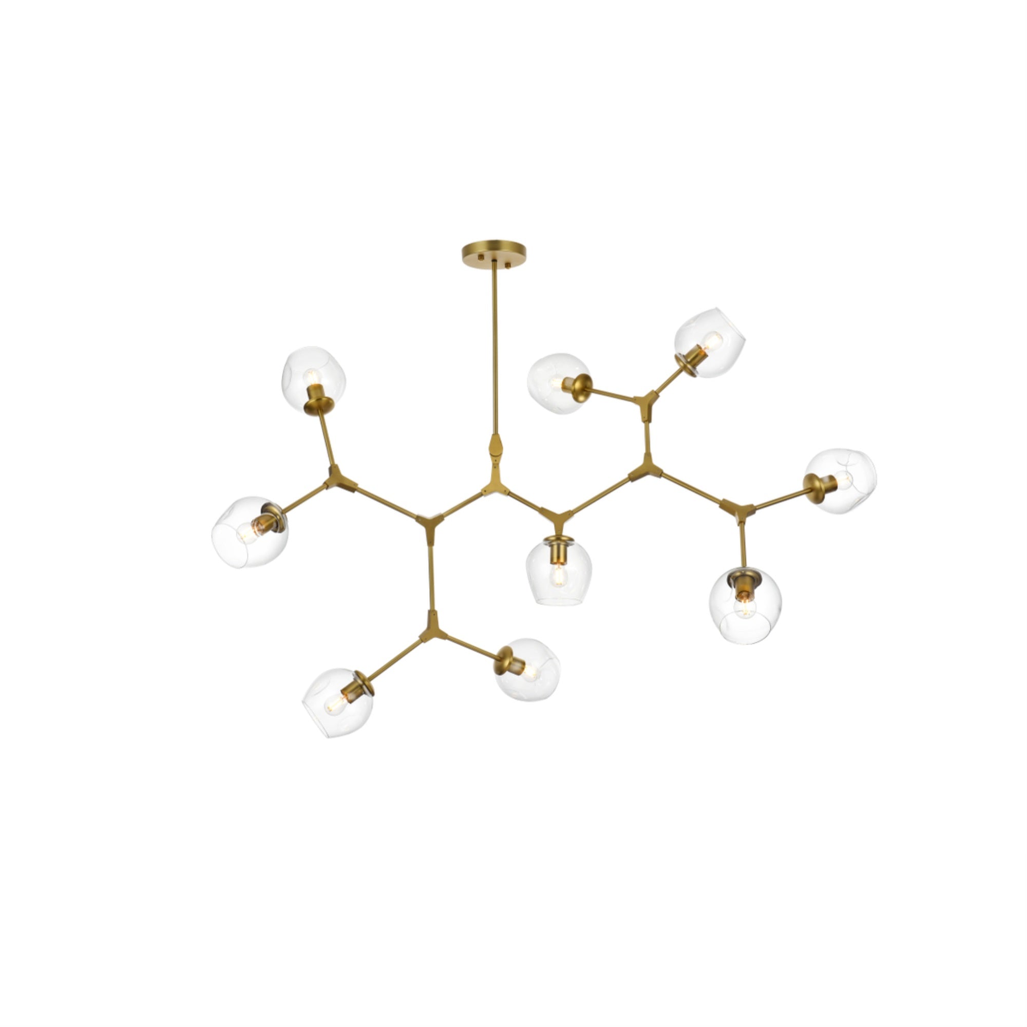 Elegant Lighting 60in Cavoli 9-Light Chandelier, Metal & Glass, Brass/Clear Finish