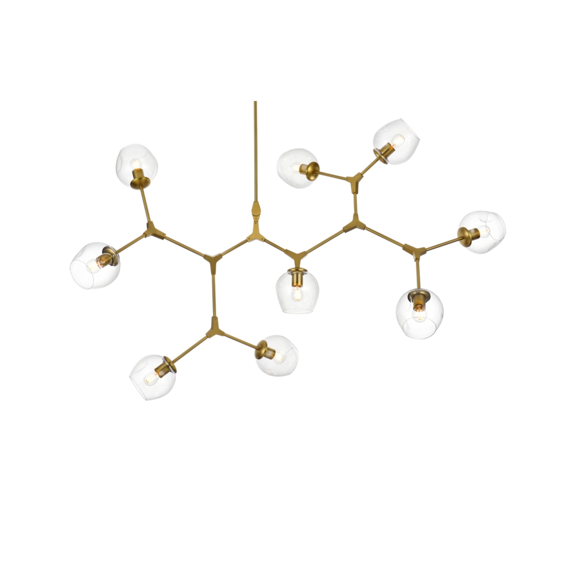 Elegant Lighting 60in Cavoli 9-Light Chandelier, Metal & Glass, Brass/Clear Finish