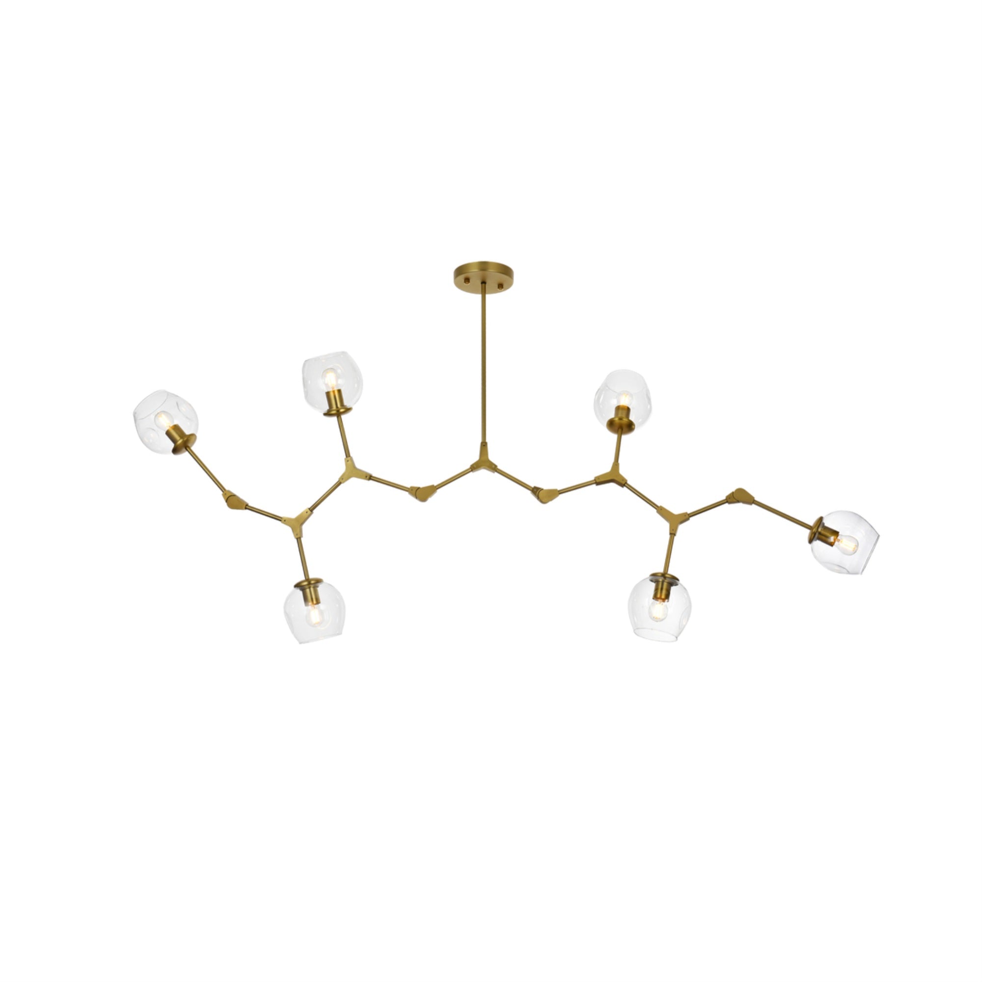 Elegant Lighting Cavoli 70in 9-Light Chandelier, Metal & Glass, Brass/Clear, Model 1712G70BR