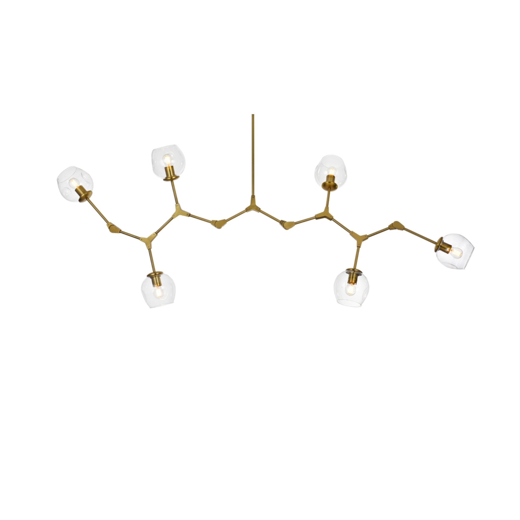 Elegant Lighting Cavoli 70in 9-Light Chandelier, Metal & Glass, Brass/Clear, Model 1712G70BR