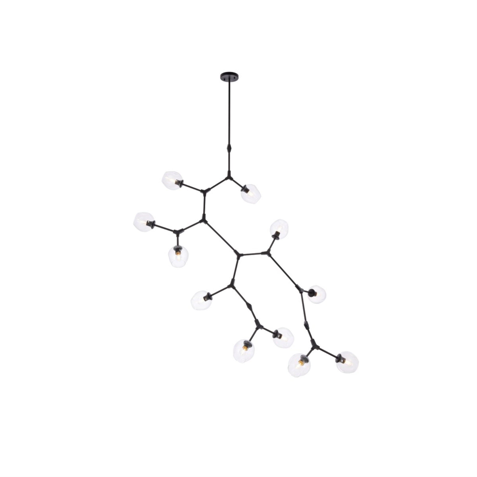 Elegant Lighting Black Chandelier 11 Lights Metal Modern 73.6inD x 69.6inH Model 1712G73BK