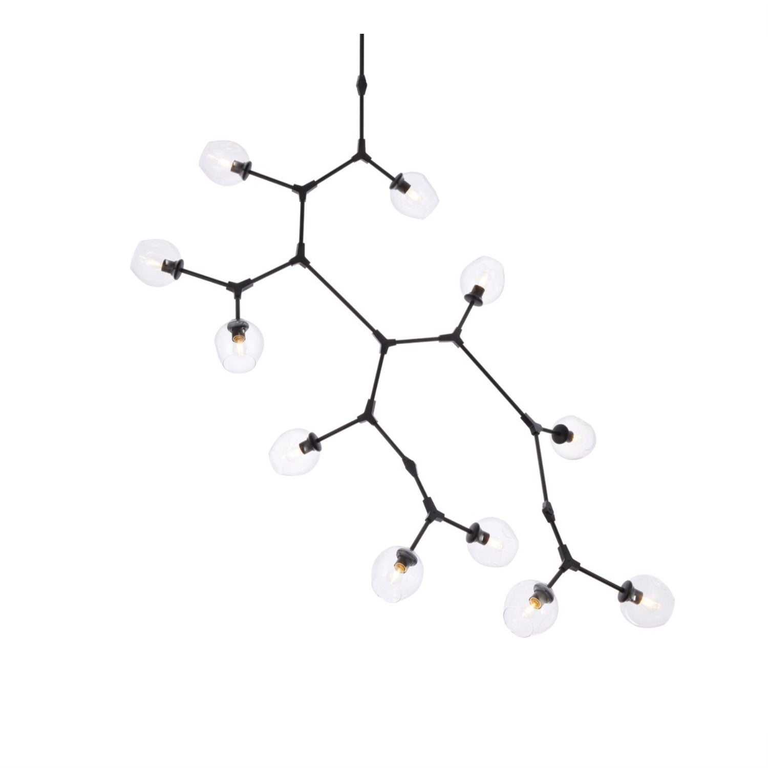 Elegant Lighting Black Chandelier 11 Lights Metal Modern 73.6inD x 69.6inH Model 1712G73BK