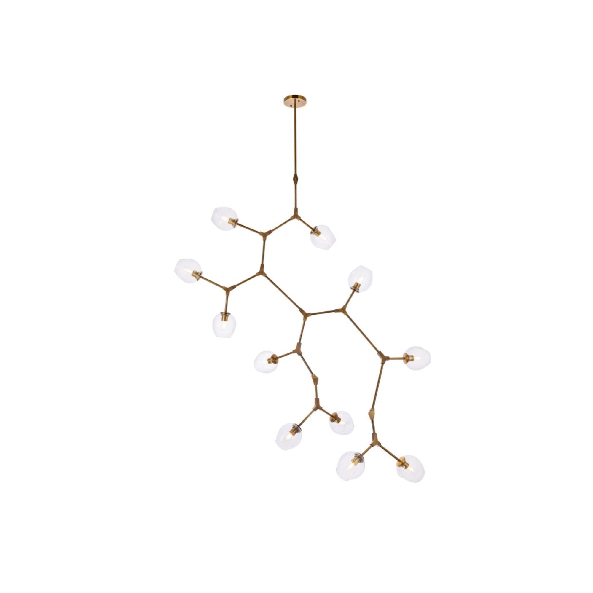 Elegant Lighting Brass Chandelier, 11 Lights, Metal, 73.6inD x 69.6inH, Model 1712G73BR