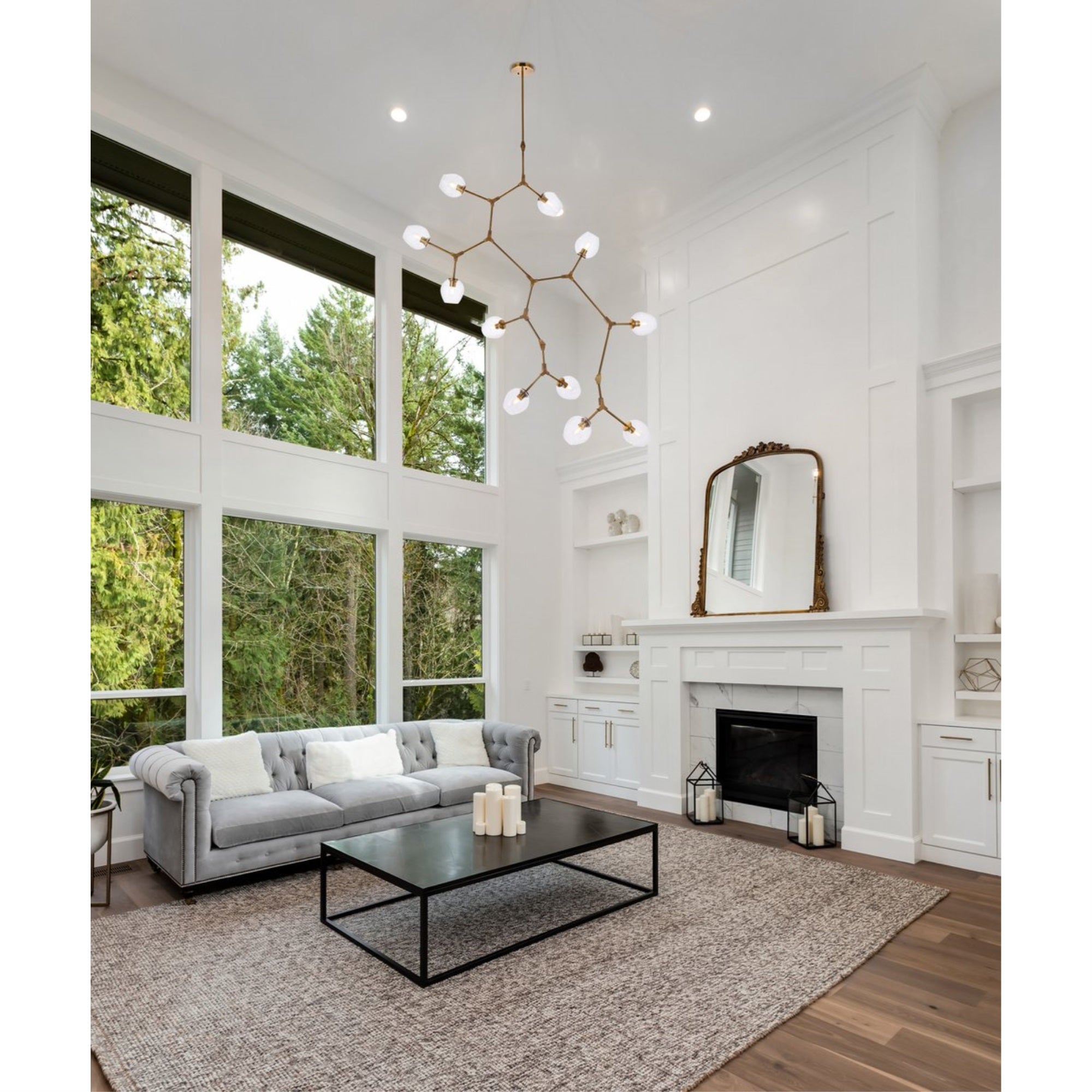 Elegant Lighting Brass Chandelier, 11 Lights, Metal, 73.6"D x 69.6"H, Model 1712G73BR, Modern Indoor Decorative Fixture
