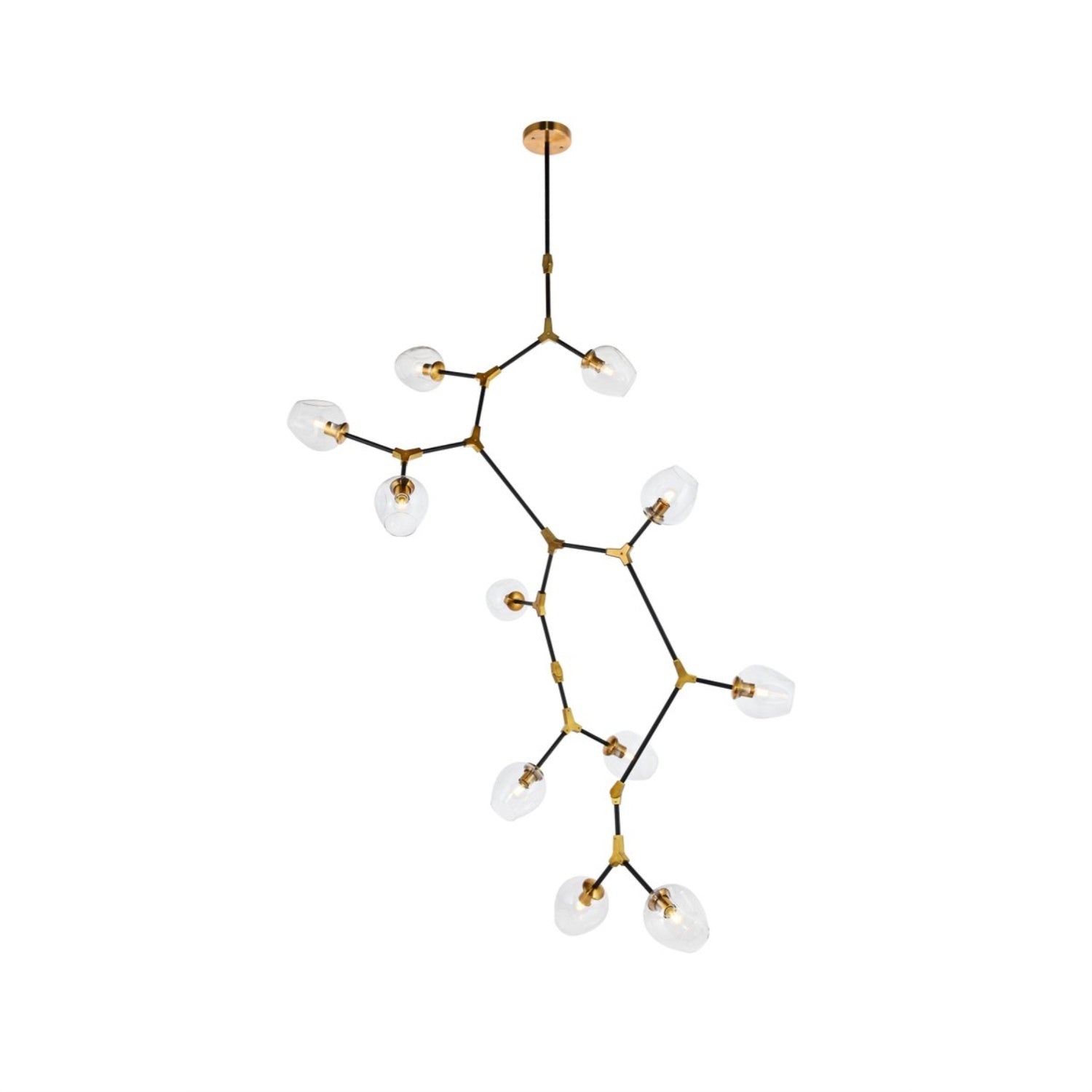 Cavoli 11 light in Light Antique Brass and Flat Black Pendant