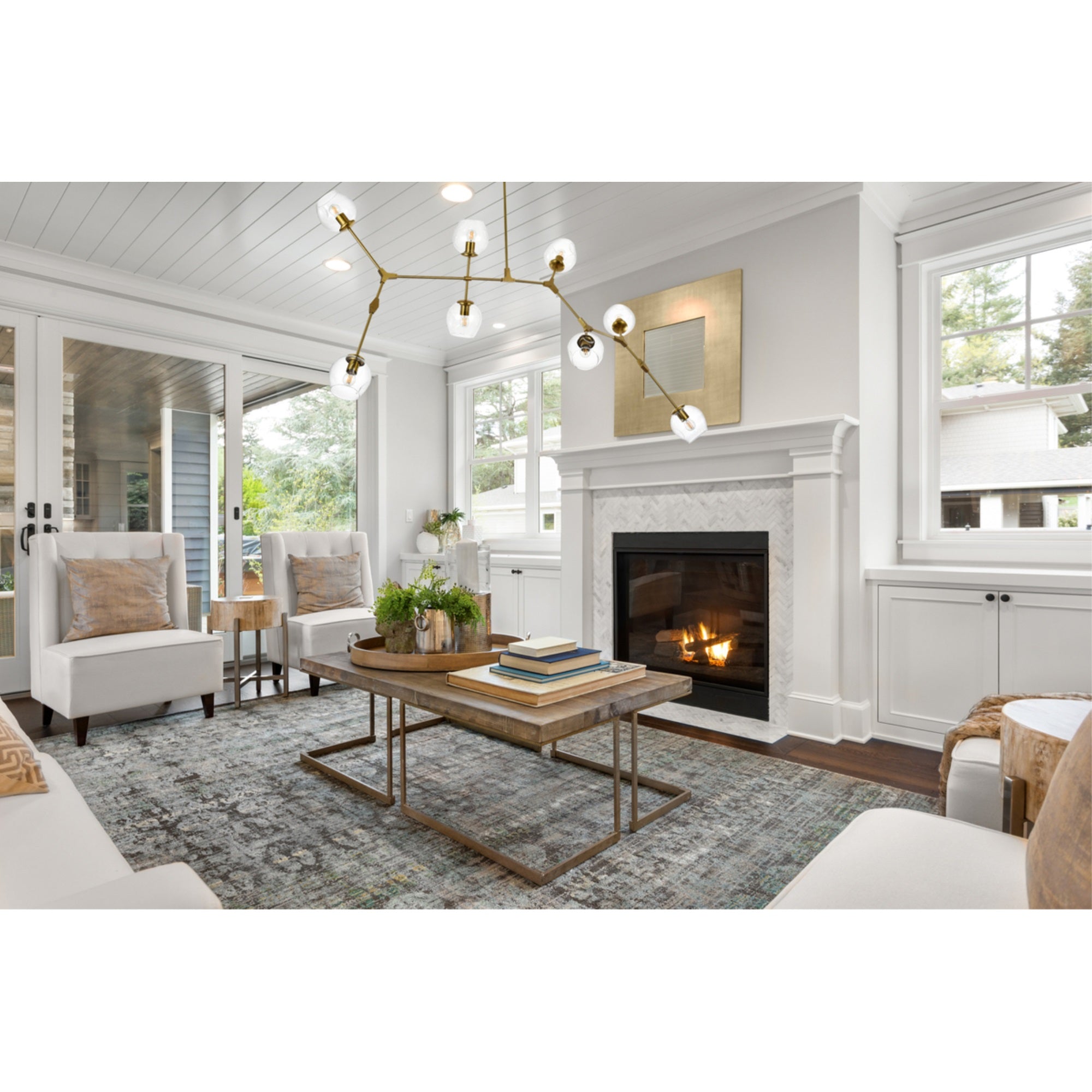 Elegant Lighting Cavoli Chandelier - 74 Inch Brass Pendant Light