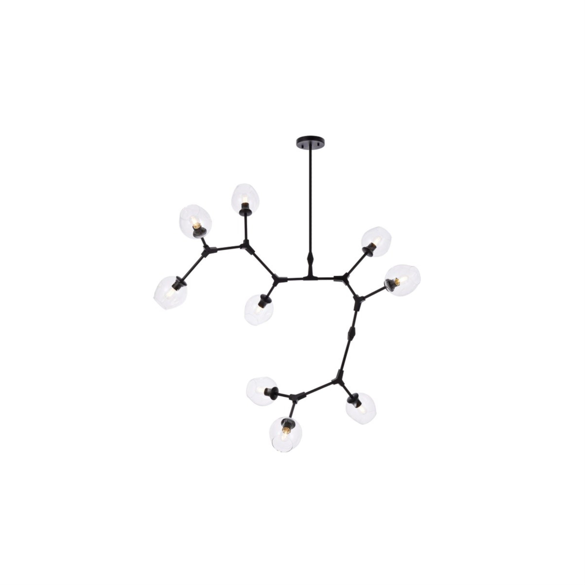 Elegant Lighting Black Metal Chandelier 9 Lights 79inD x 35inH Model 1712G79BK