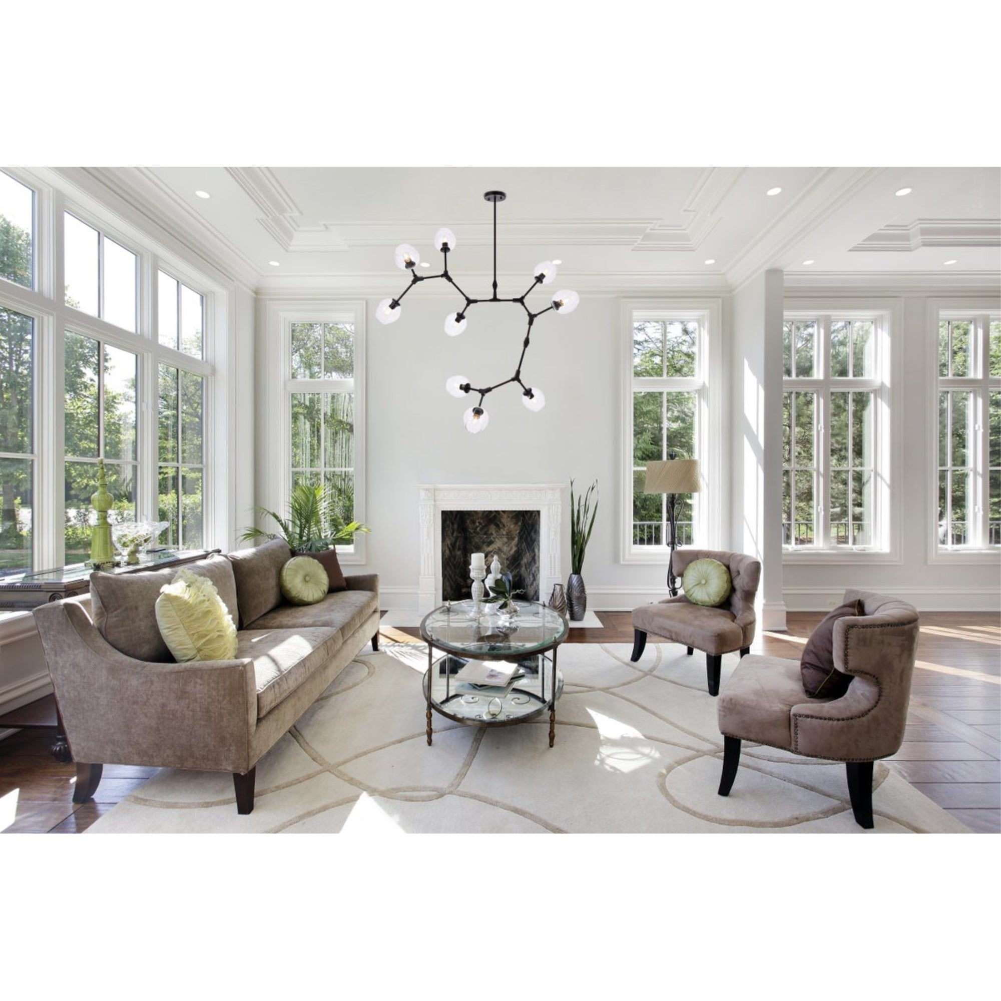 Elegant Lighting Black Metal Chandelier 9 Lights 79inD x 35inH Model 1712G79BK