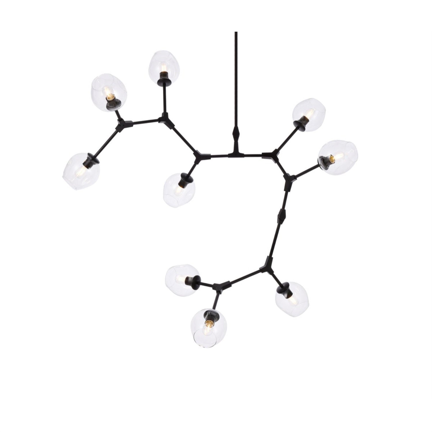 Elegant Lighting Black Metal Chandelier 9 Lights 79inD x 35inH Model 1712G79BK